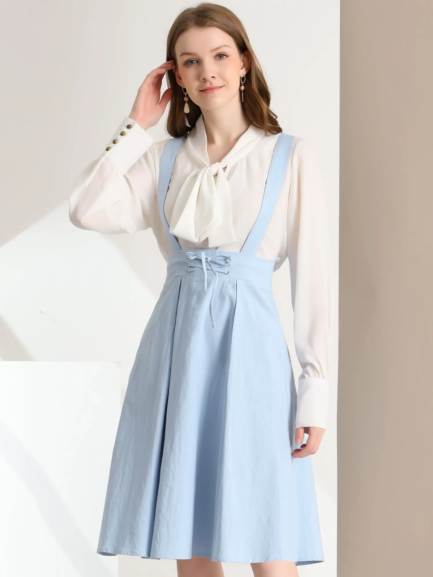 Suspender Braces Skirt Elastic Waist Overall Dress