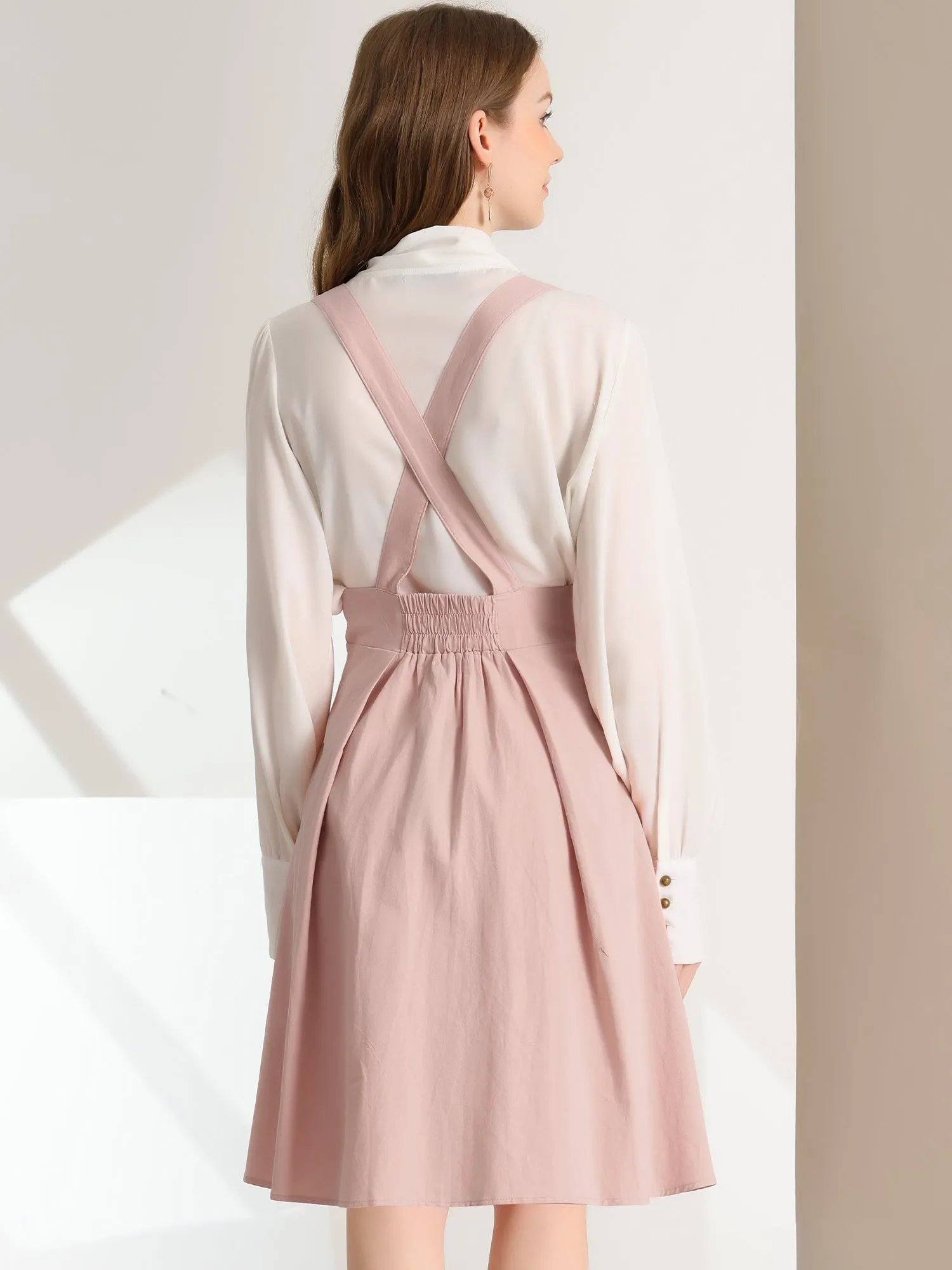 Suspender Braces Skirt Elastic Waist Overall Dress
