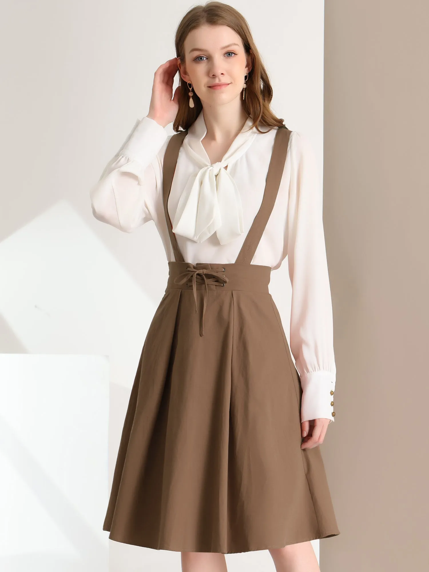 Suspender Braces Skirt Elastic Waist Overall Dress