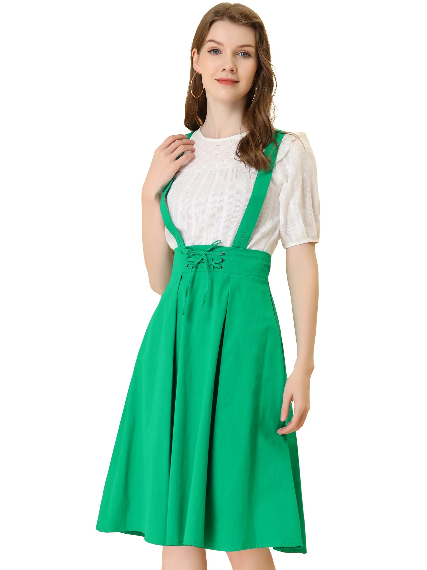 Suspender Braces Skirt Elastic Waist Overall Dress