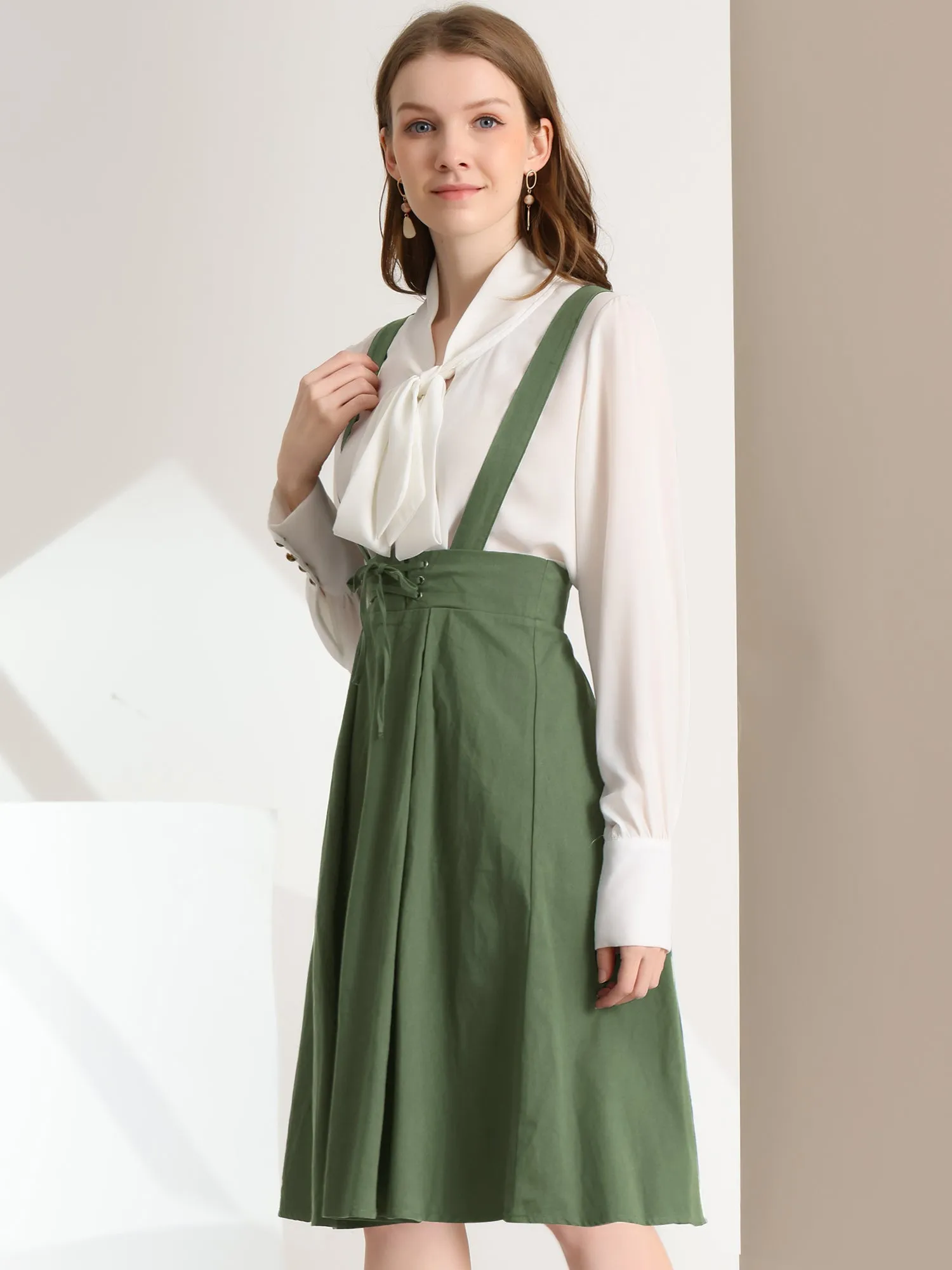 Suspender Braces Skirt Elastic Waist Overall Dress