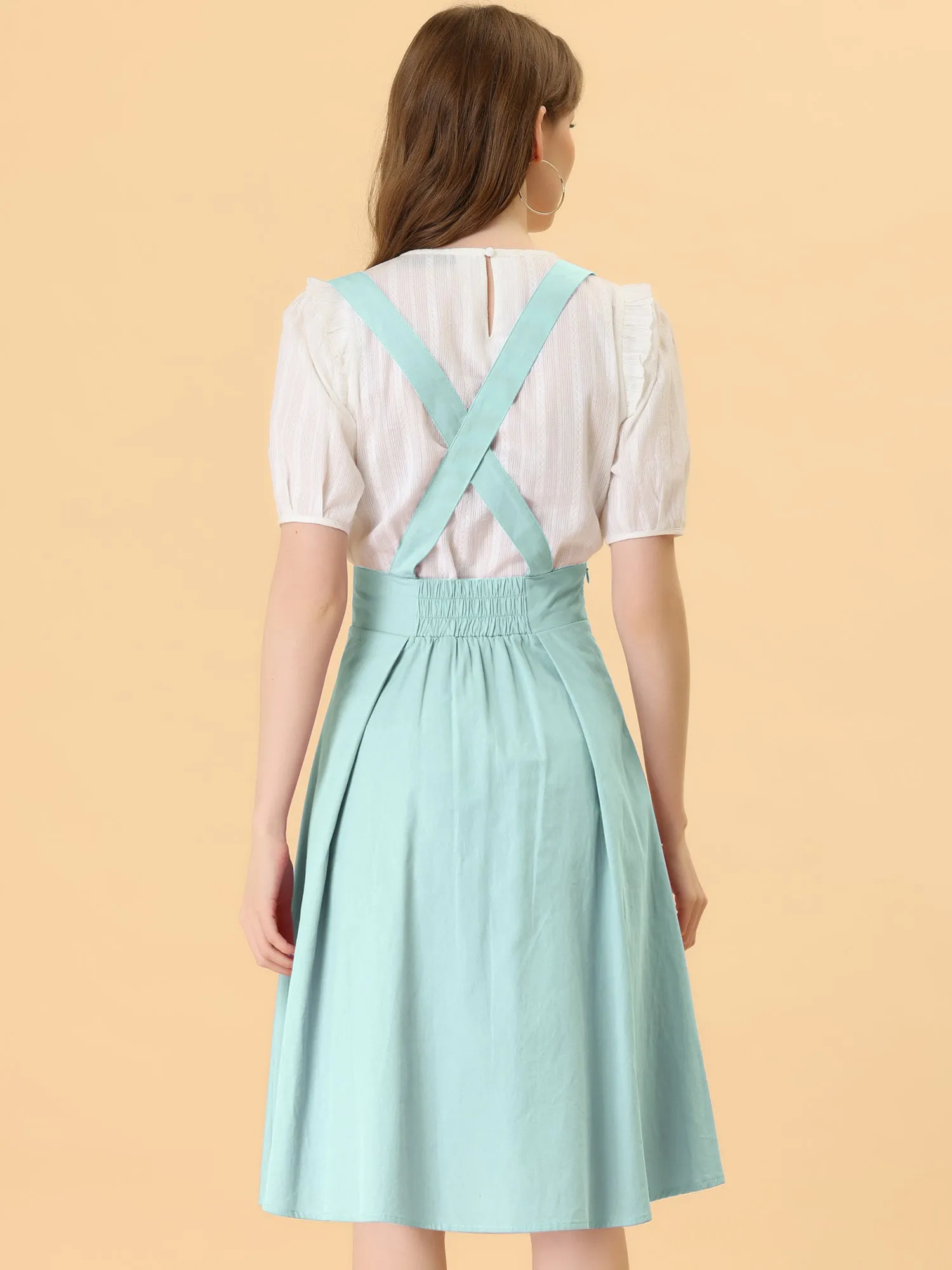 Suspender Braces Skirt Elastic Waist Overall Dress