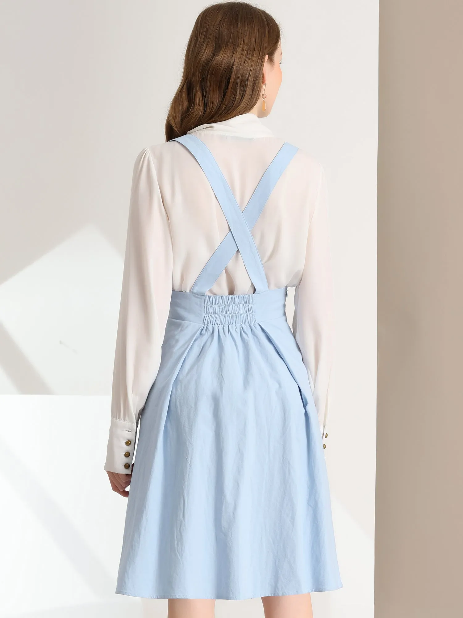 Suspender Braces Skirt Elastic Waist Overall Dress