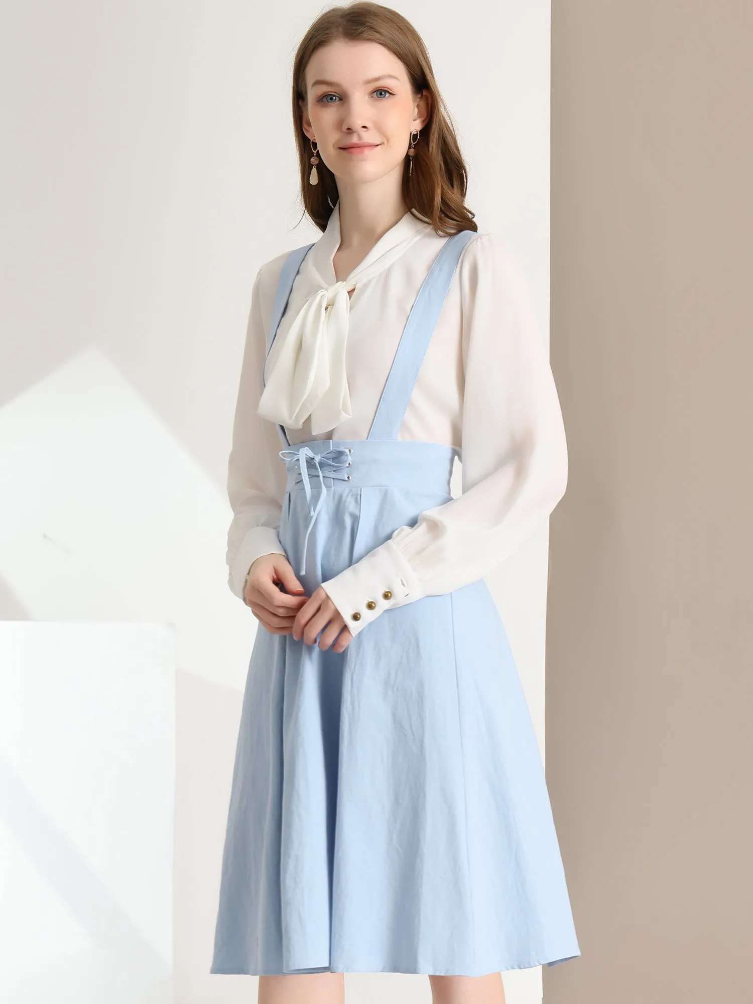 Suspender Braces Skirt Elastic Waist Overall Dress