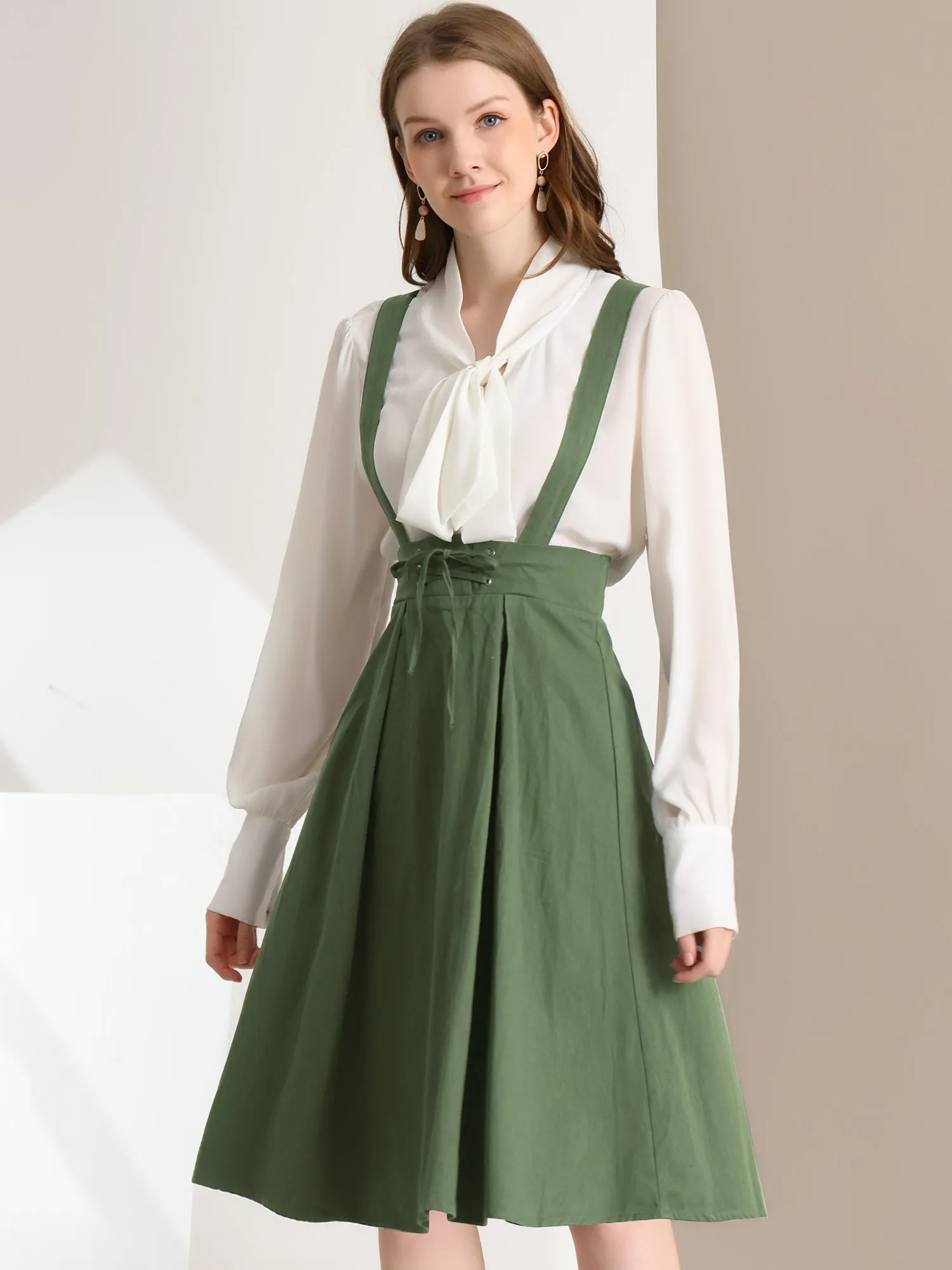 Suspender Braces Skirt Elastic Waist Overall Dress