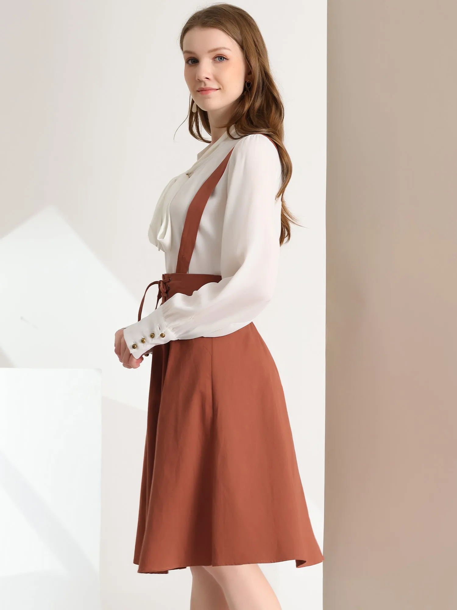 Suspender Braces Skirt Elastic Waist Overall Dress