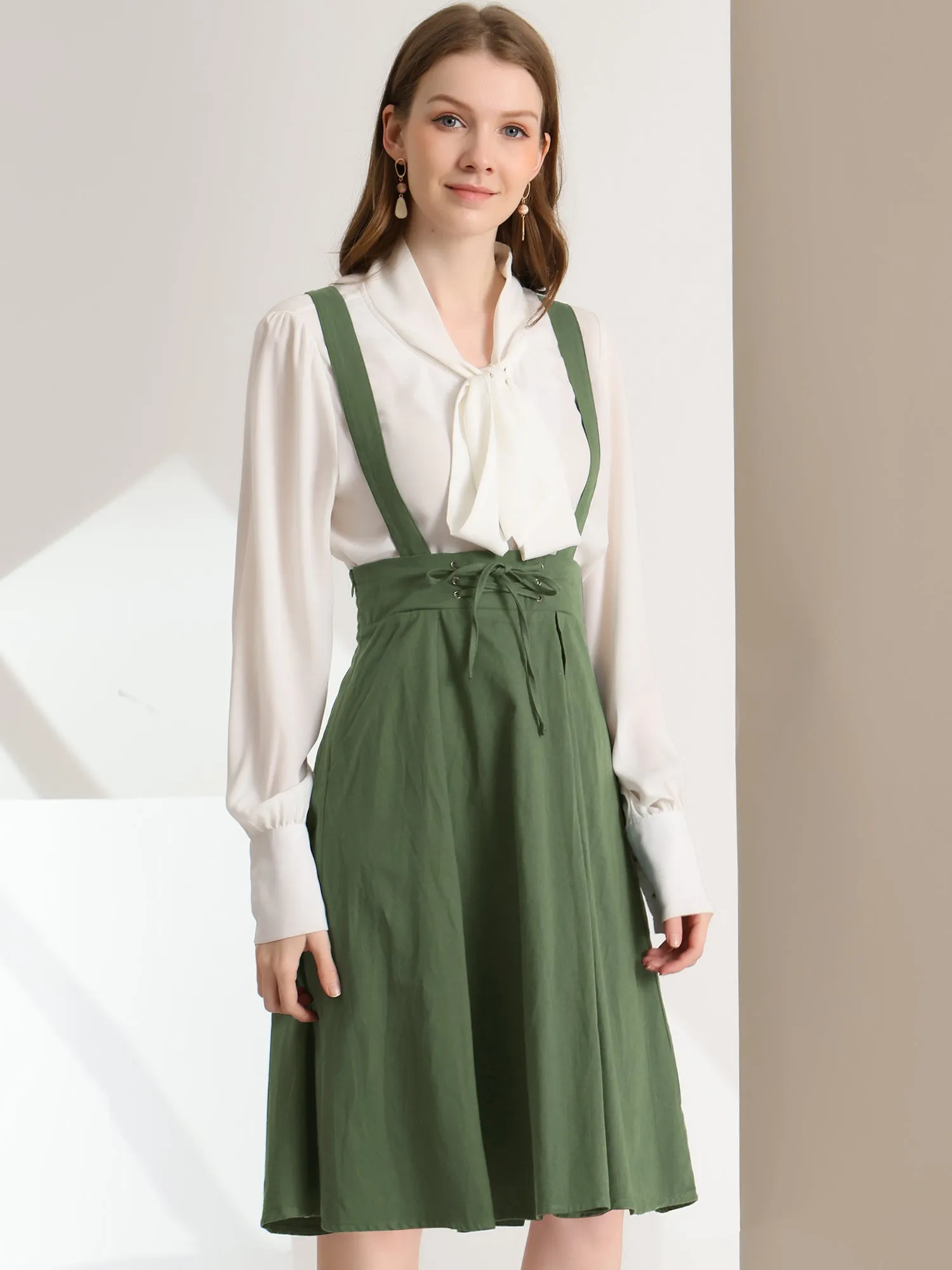 Suspender Braces Skirt Elastic Waist Overall Dress
