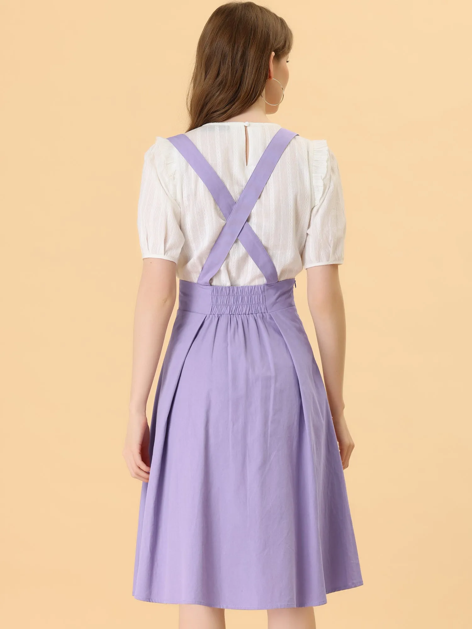 Suspender Braces Skirt Elastic Waist Overall Dress