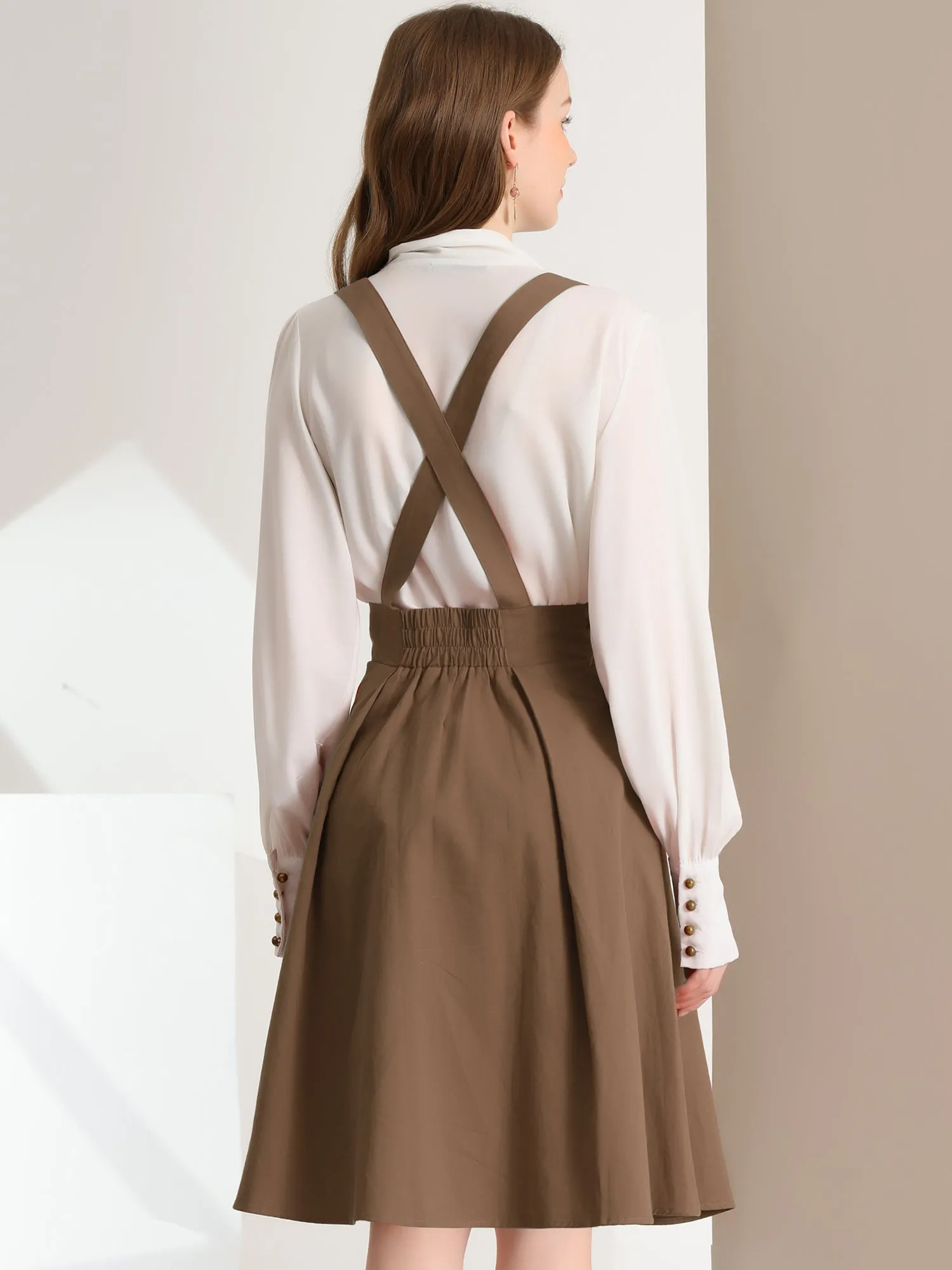 Suspender Braces Skirt Elastic Waist Overall Dress