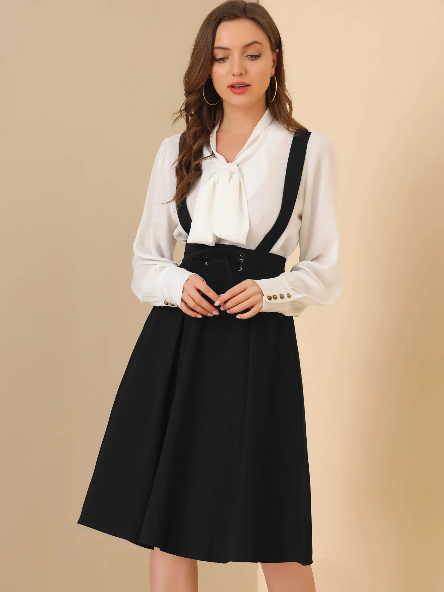 Suspender Braces Skirt Elastic Waist Overall Dress