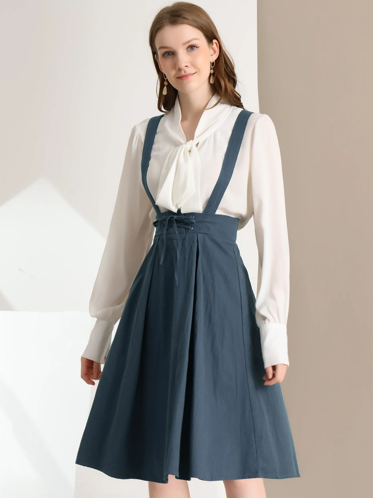 Suspender Braces Skirt Elastic Waist Overall Dress
