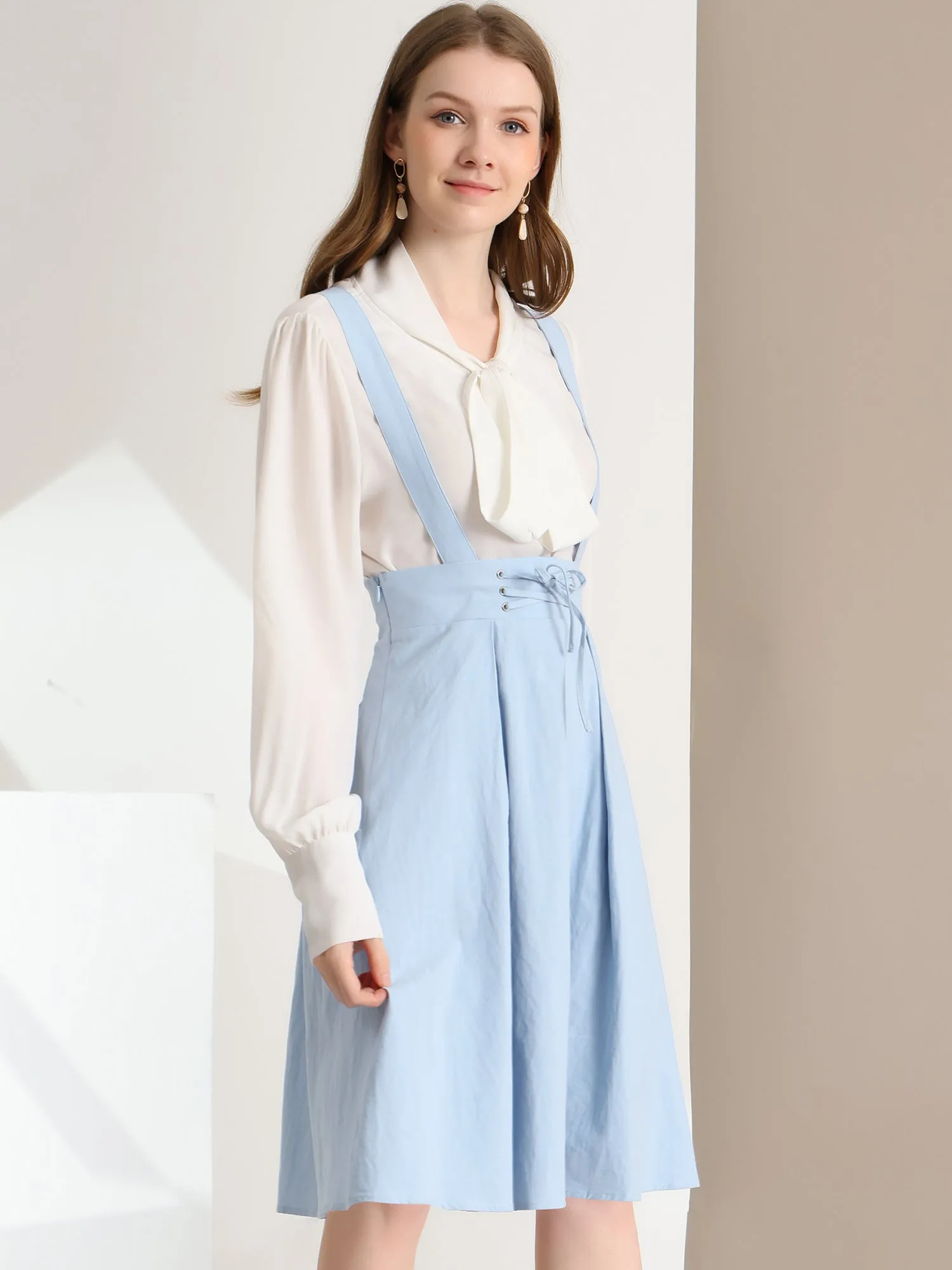 Suspender Braces Skirt Elastic Waist Overall Dress