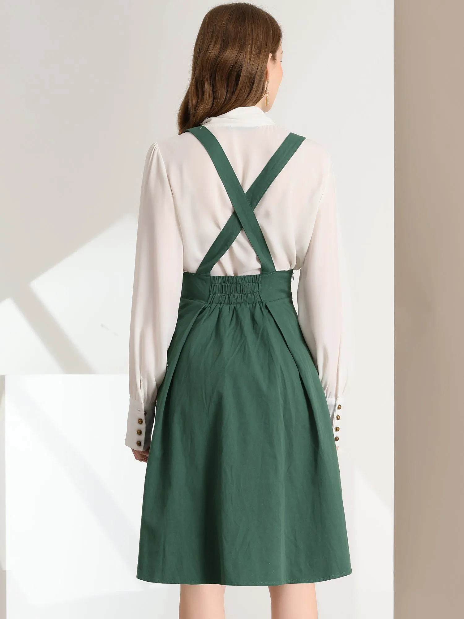 Suspender Braces Skirt Elastic Waist Overall Dress