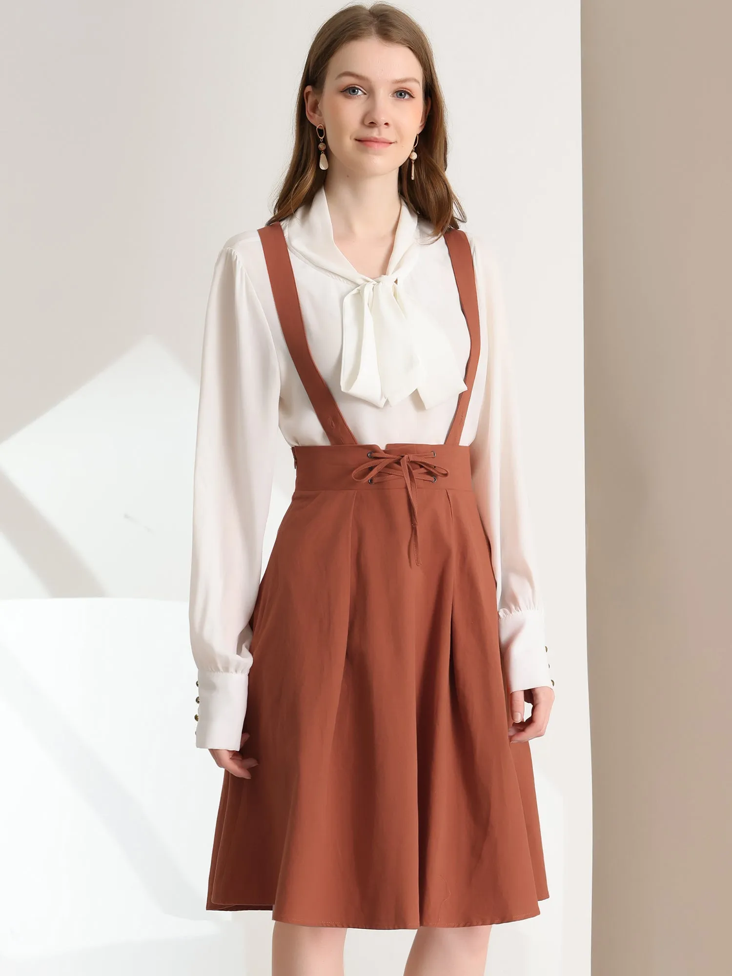 Suspender Braces Skirt Elastic Waist Overall Dress