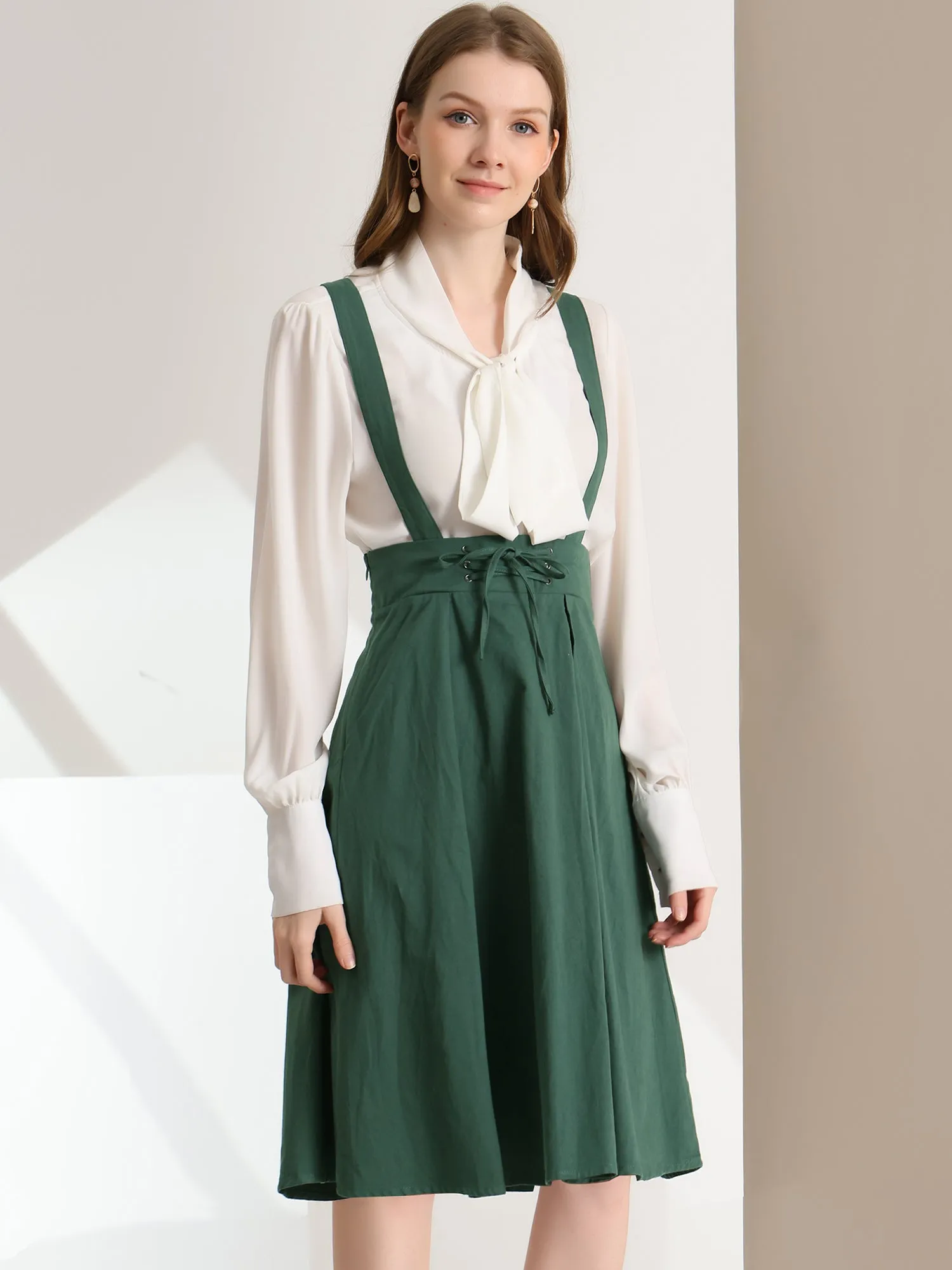 Suspender Braces Skirt Elastic Waist Overall Dress