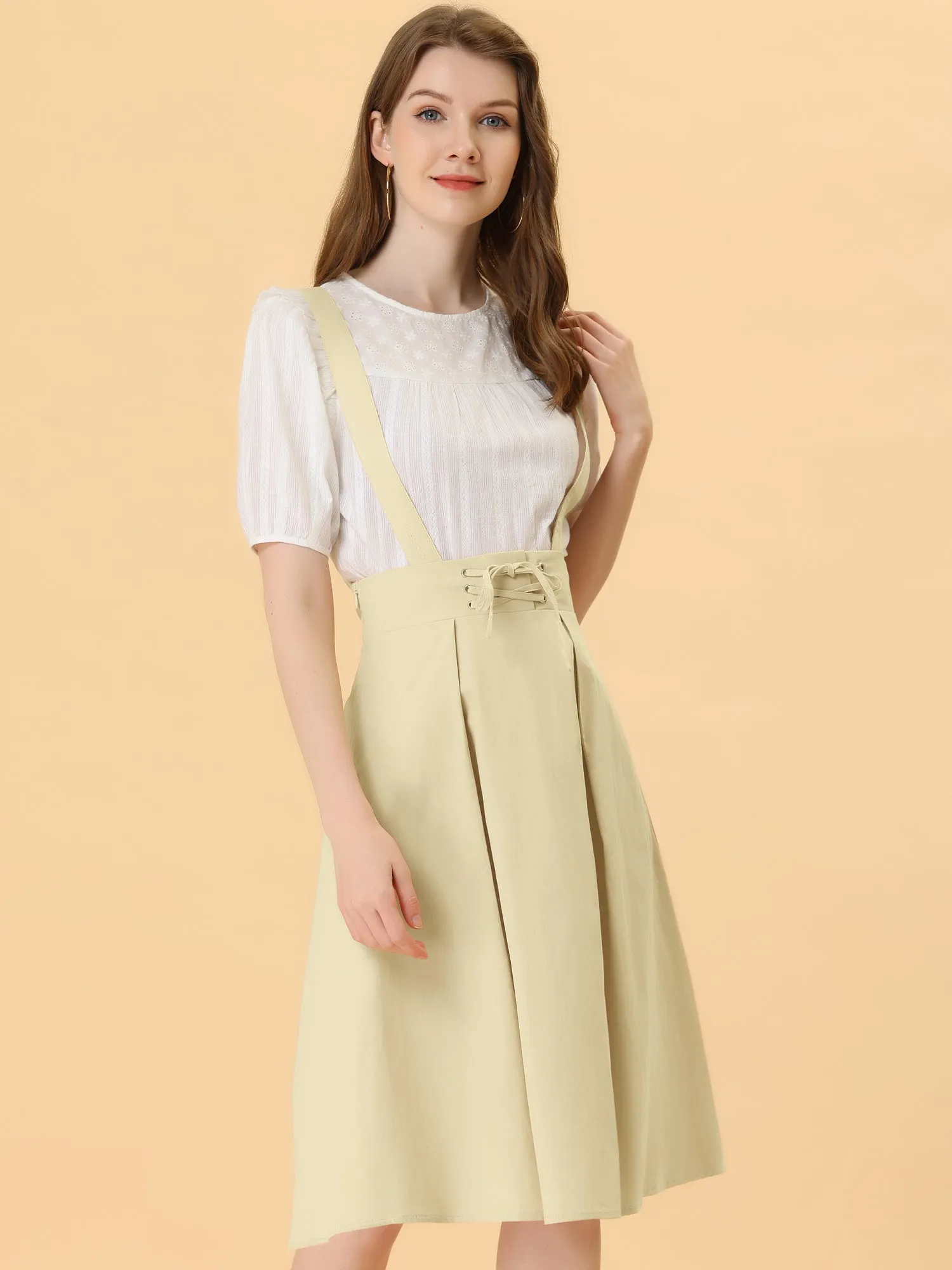 Suspender Braces Skirt Elastic Waist Overall Dress