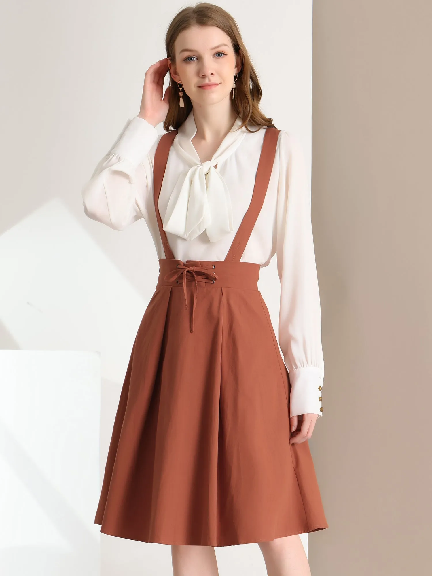 Suspender Braces Skirt Elastic Waist Overall Dress