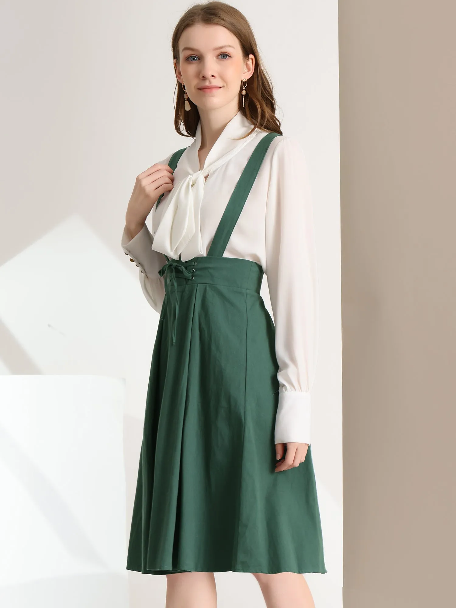 Suspender Braces Skirt Elastic Waist Overall Dress