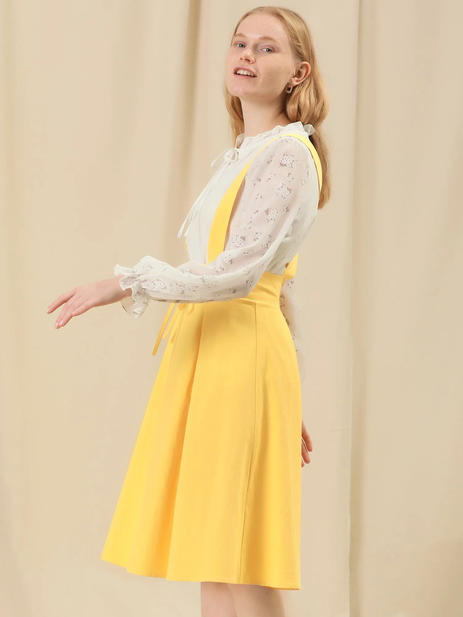 Suspender Braces Skirt Elastic Waist Overall Dress