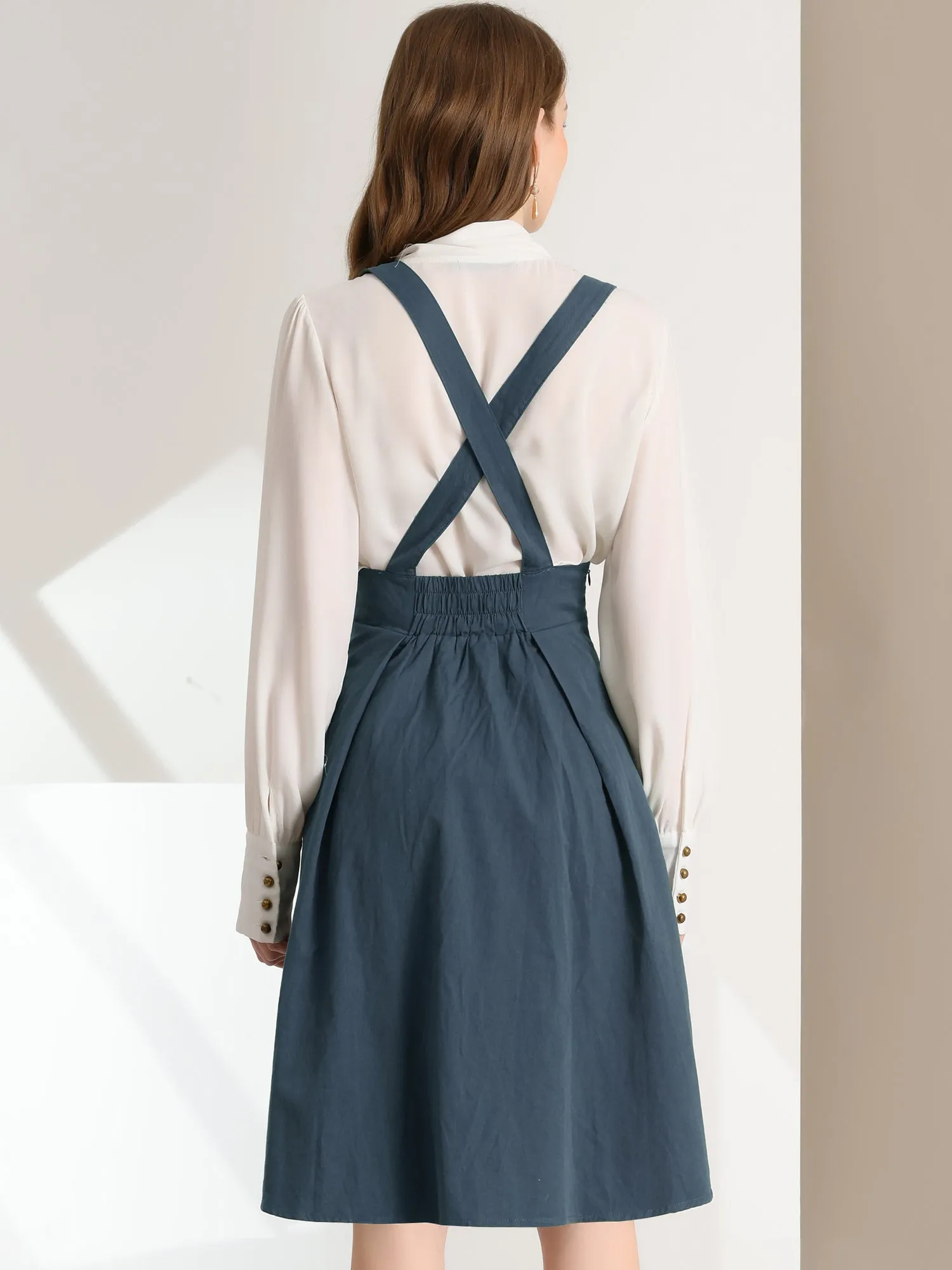 Suspender Braces Skirt Elastic Waist Overall Dress