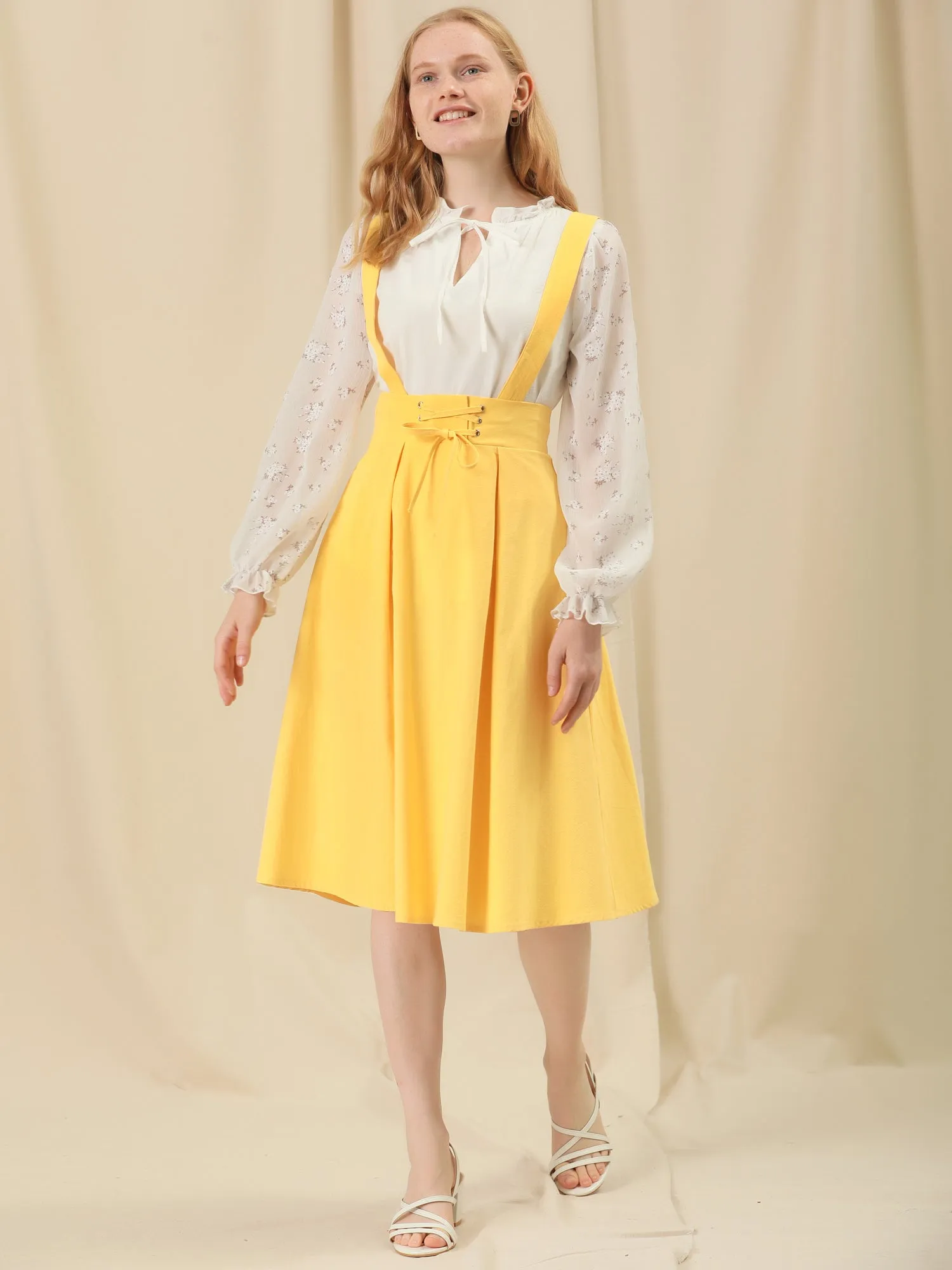 Suspender Braces Skirt Elastic Waist Overall Dress