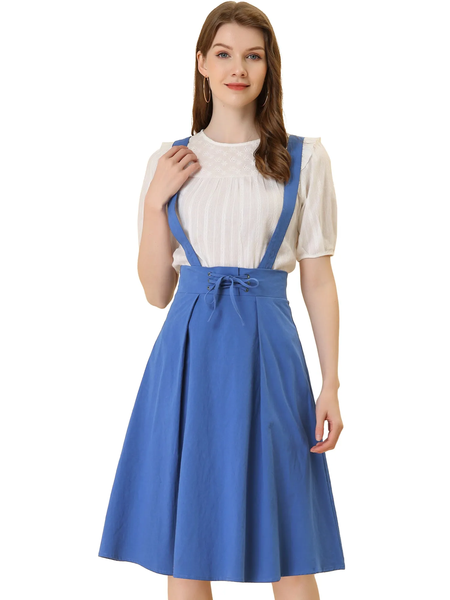 Suspender Braces Skirt Elastic Waist Overall Dress