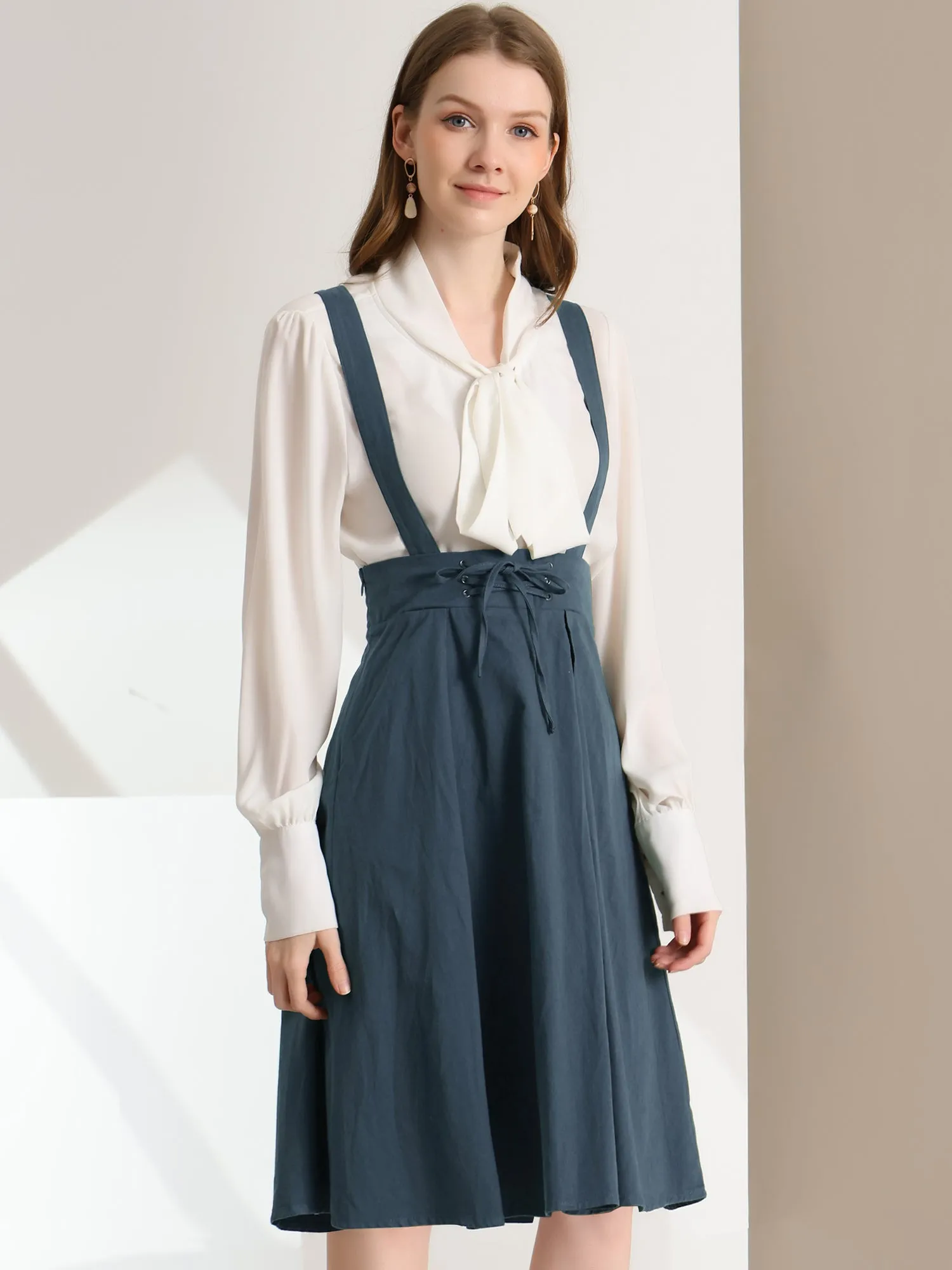 Suspender Braces Skirt Elastic Waist Overall Dress