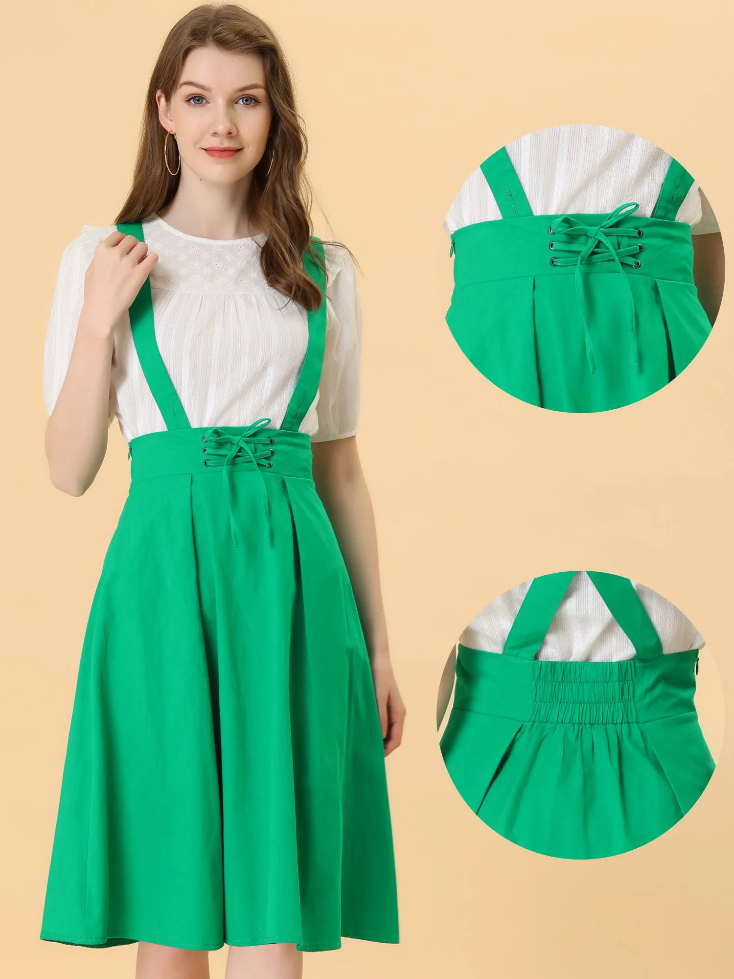 Suspender Braces Skirt Elastic Waist Overall Dress