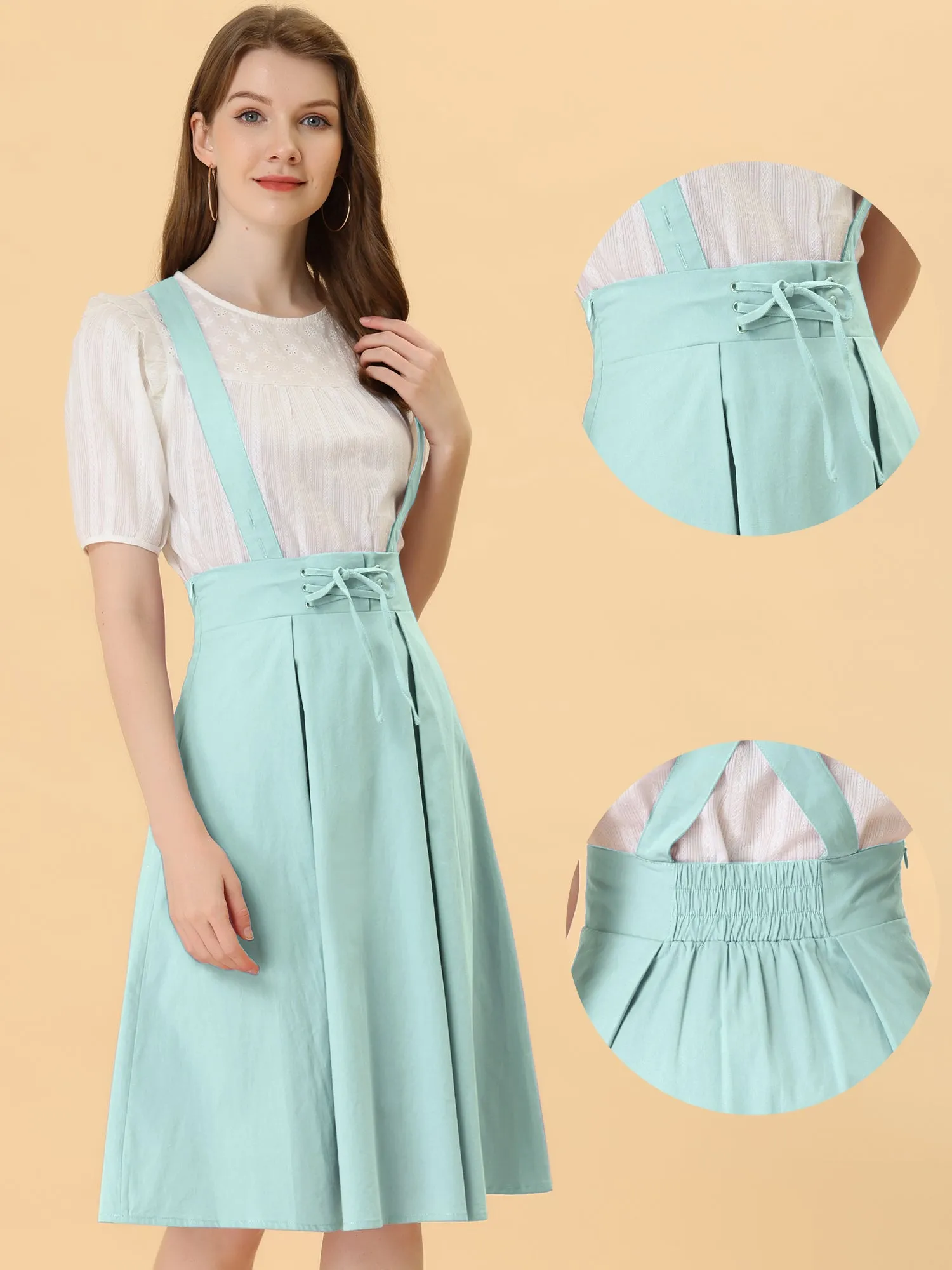 Suspender Braces Skirt Elastic Waist Overall Dress