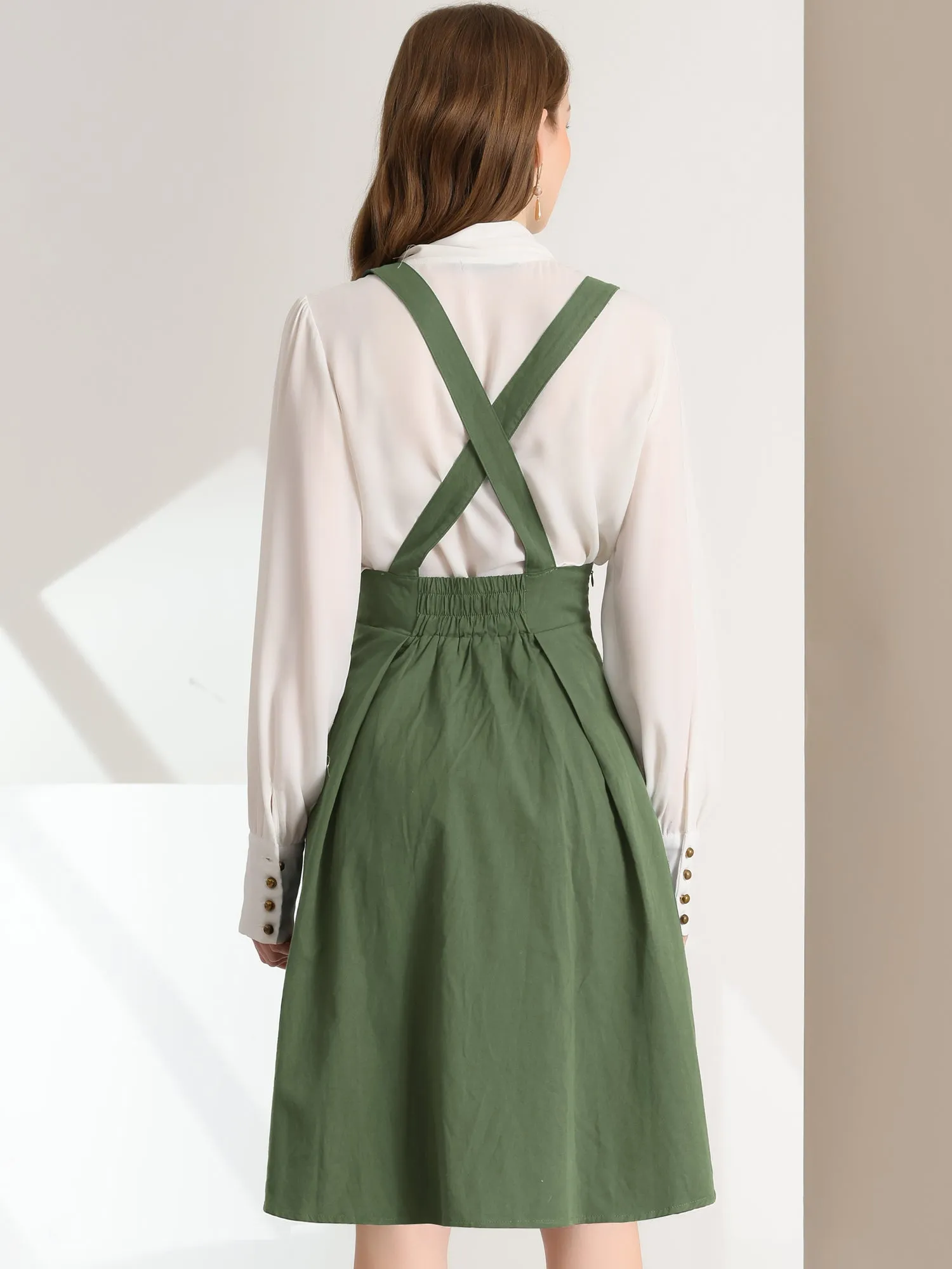 Suspender Braces Skirt Elastic Waist Overall Dress