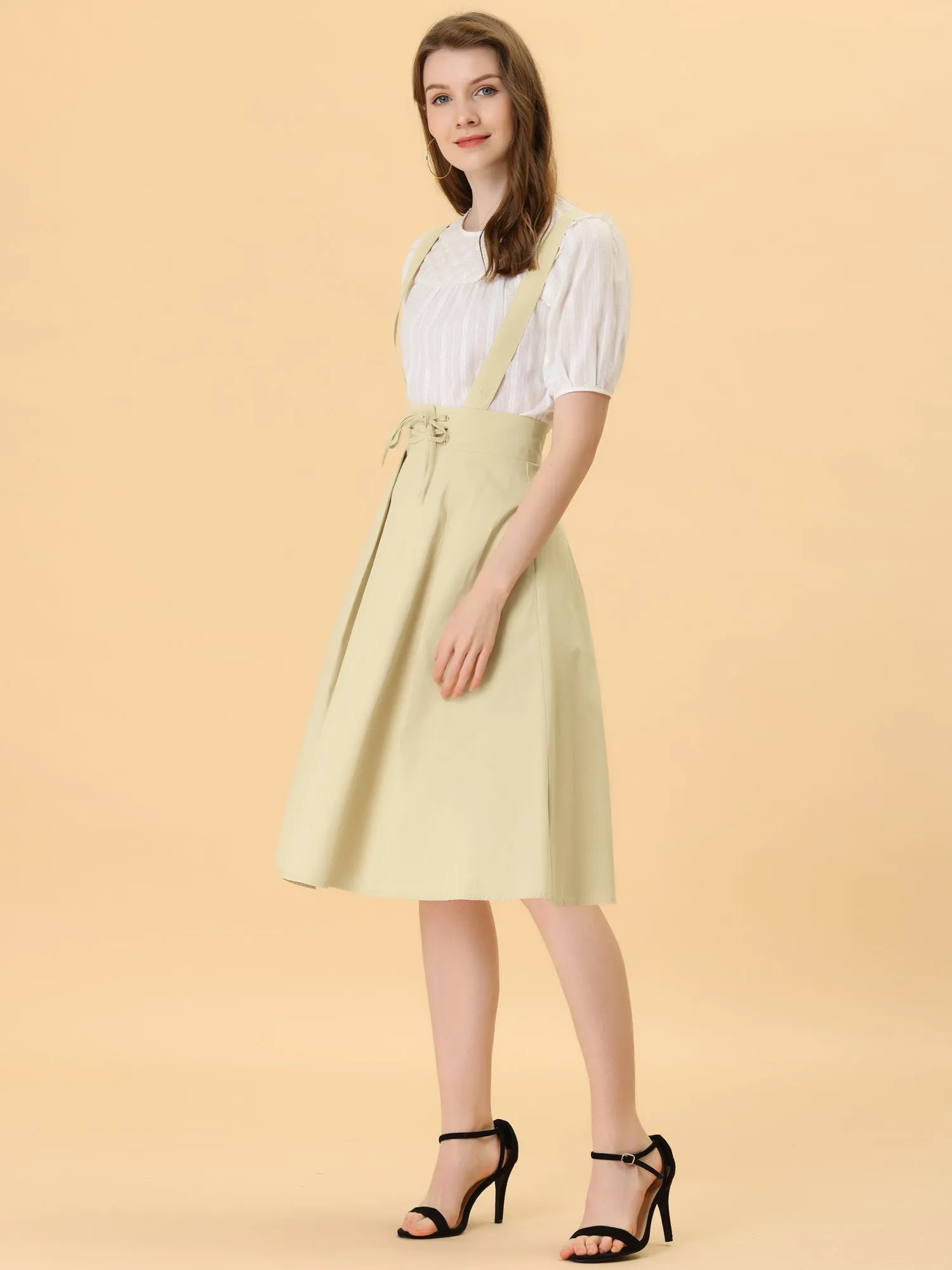 Suspender Braces Skirt Elastic Waist Overall Dress