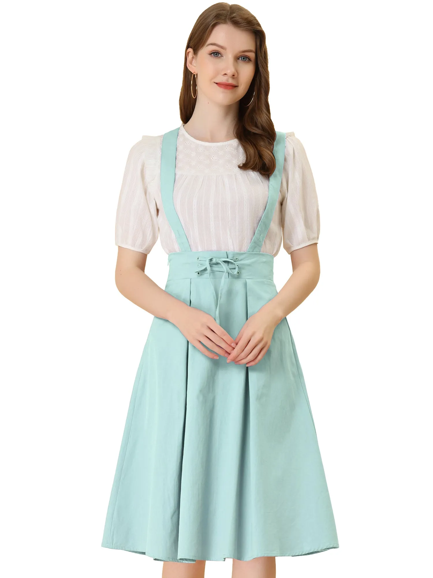 Suspender Braces Skirt Elastic Waist Overall Dress