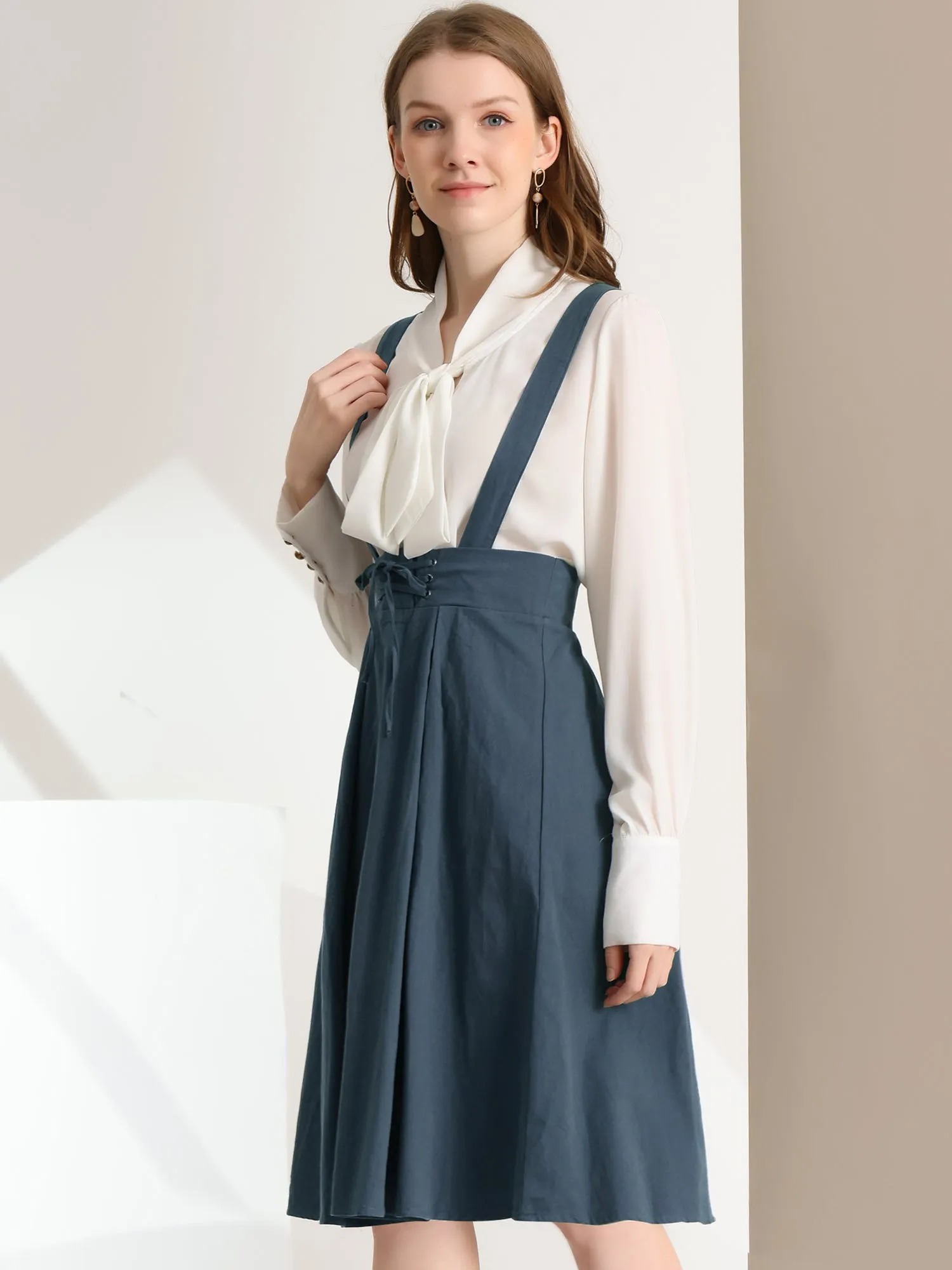 Suspender Braces Skirt Elastic Waist Overall Dress