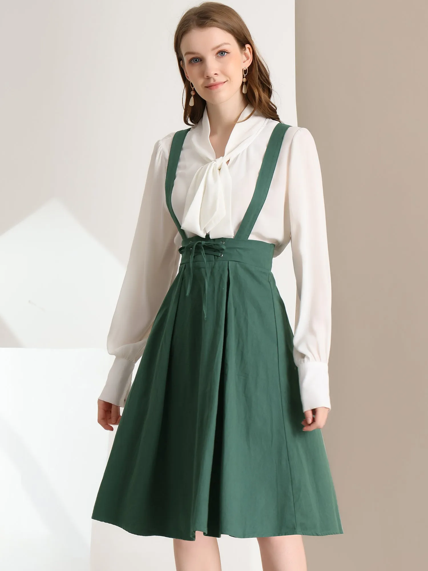 Suspender Braces Skirt Elastic Waist Overall Dress
