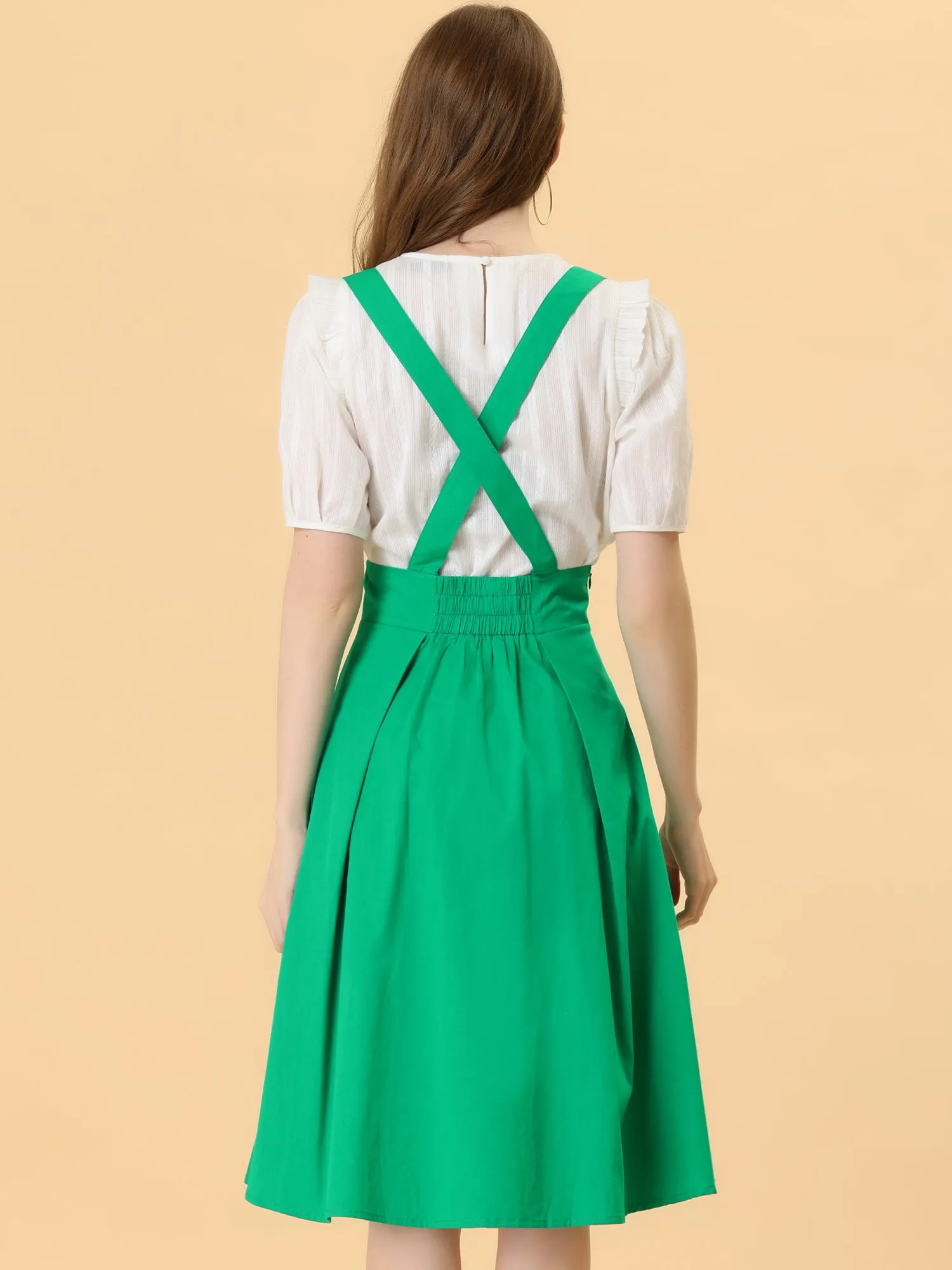 Suspender Braces Skirt Elastic Waist Overall Dress