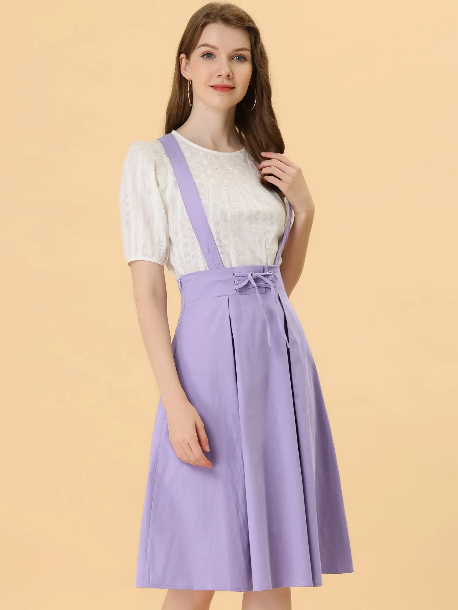 Suspender Braces Skirt Elastic Waist Overall Dress