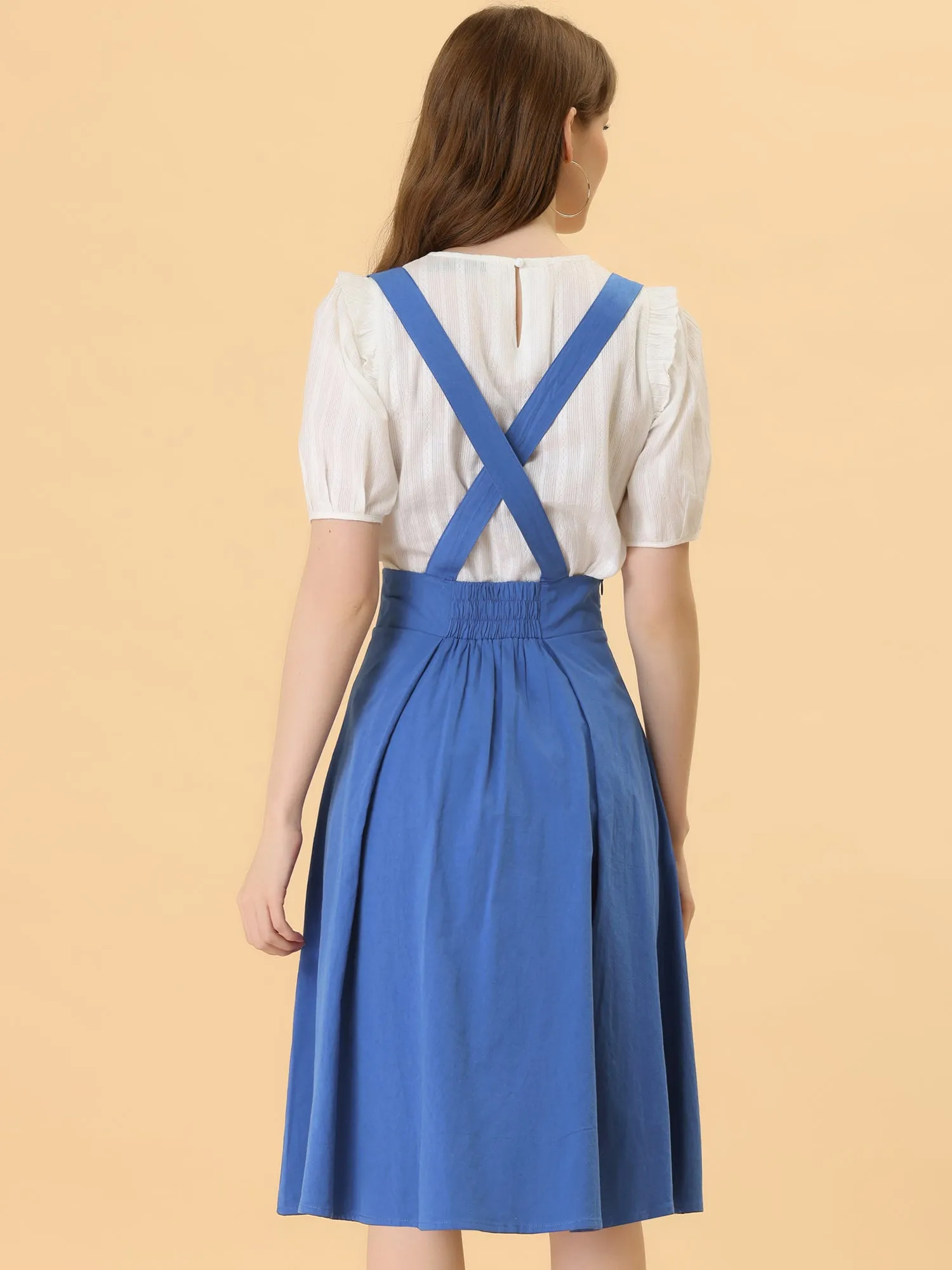 Suspender Braces Skirt Elastic Waist Overall Dress