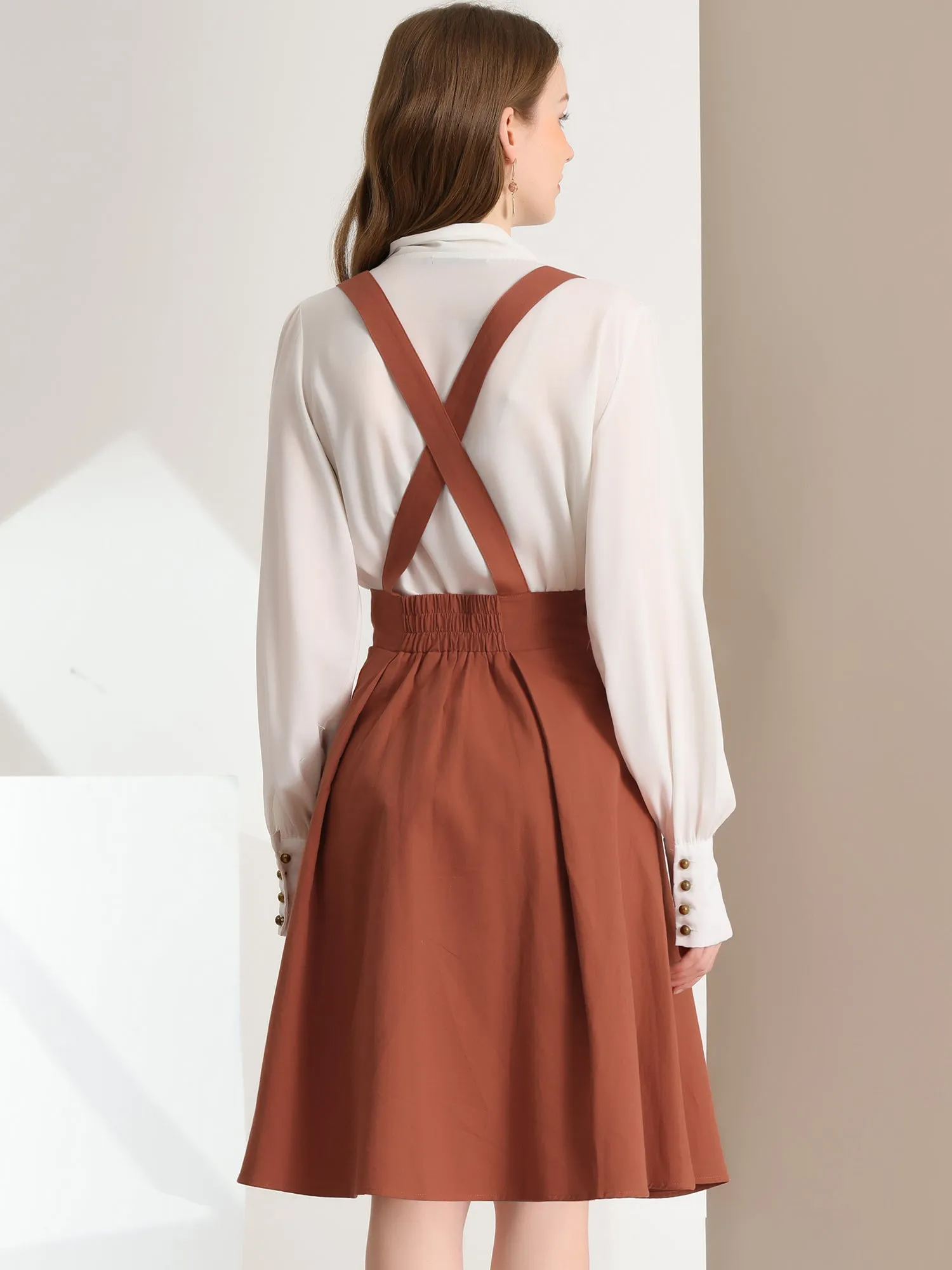 Suspender Braces Skirt Elastic Waist Overall Dress