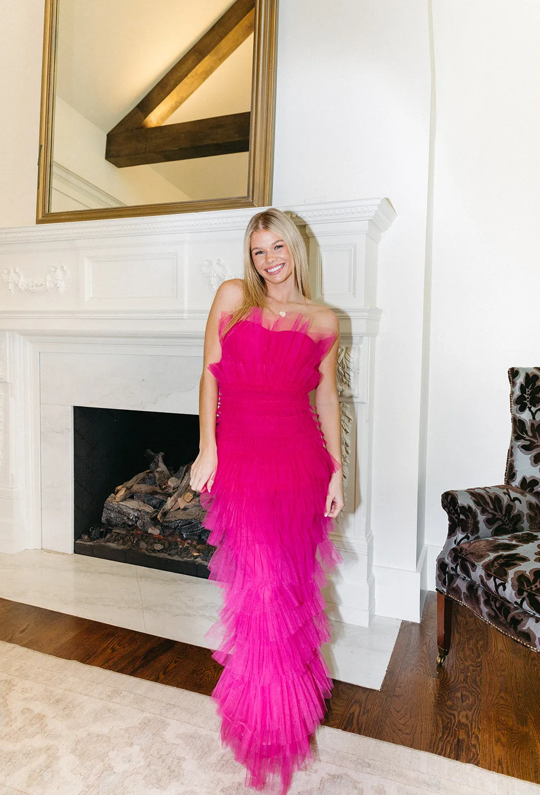 Tell Me About It Tulle Dress - Magenta
