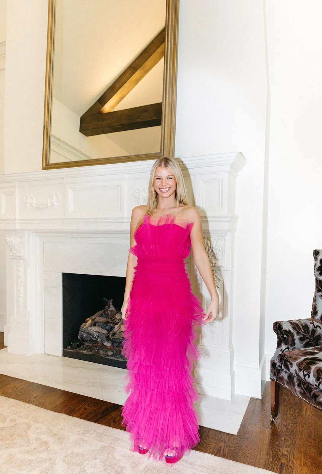 Tell Me About It Tulle Dress - Magenta