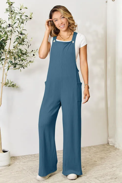 The Dawn Wide Strap Overall with Pockets
