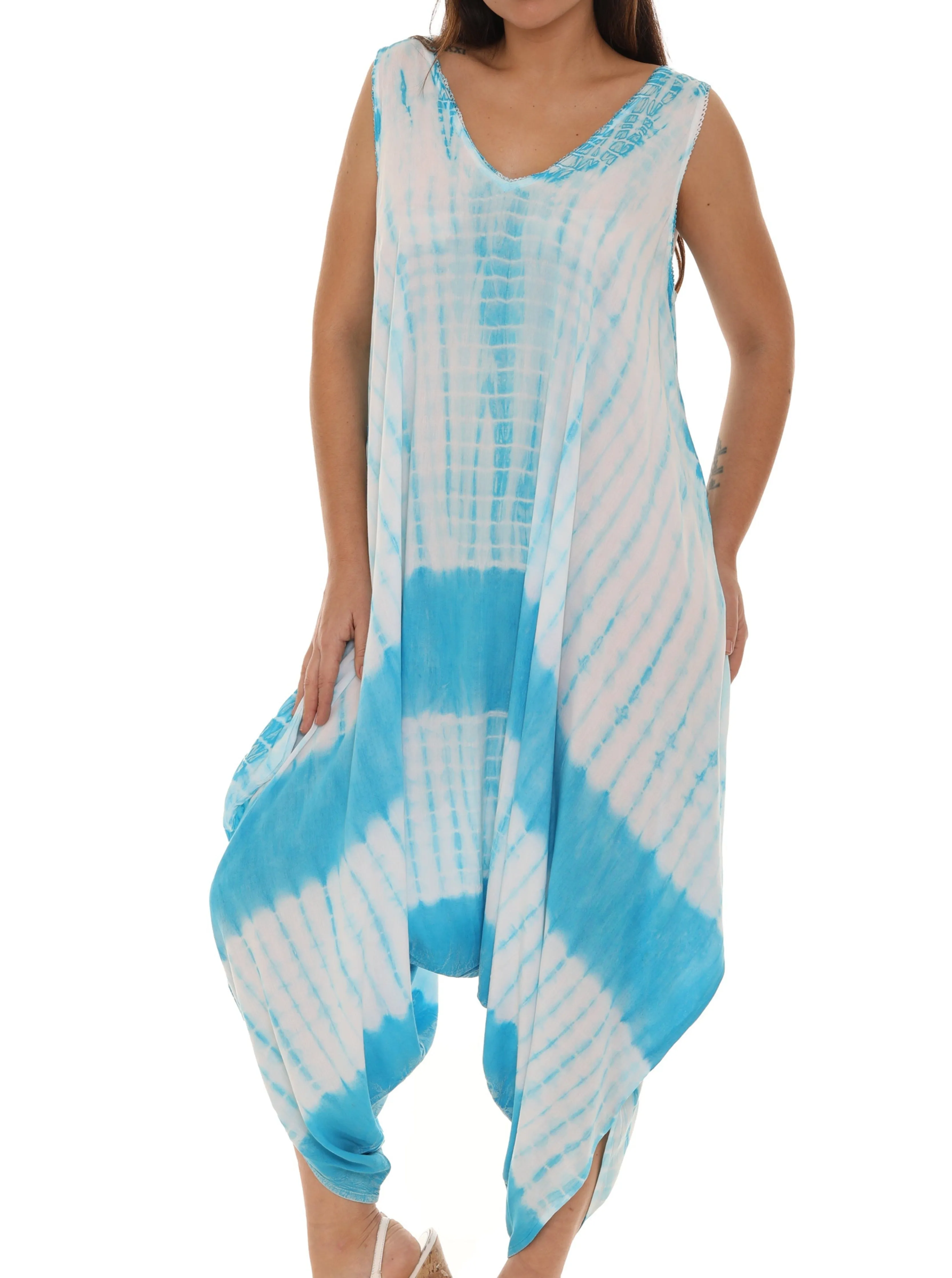 Tie Dye Sleeveless Women Harem Jumpsuit