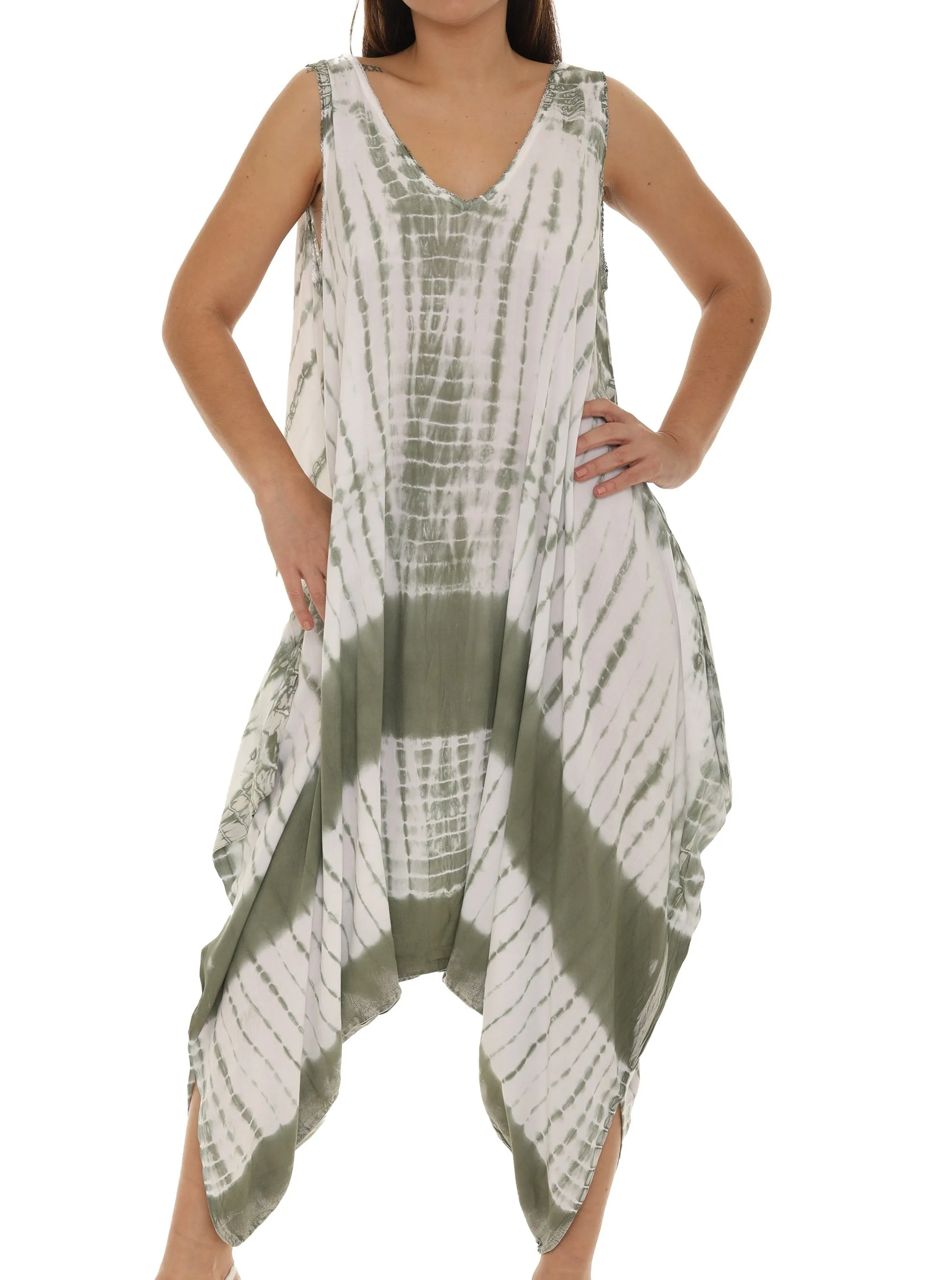 Tie Dye Sleeveless Women Harem Jumpsuit
