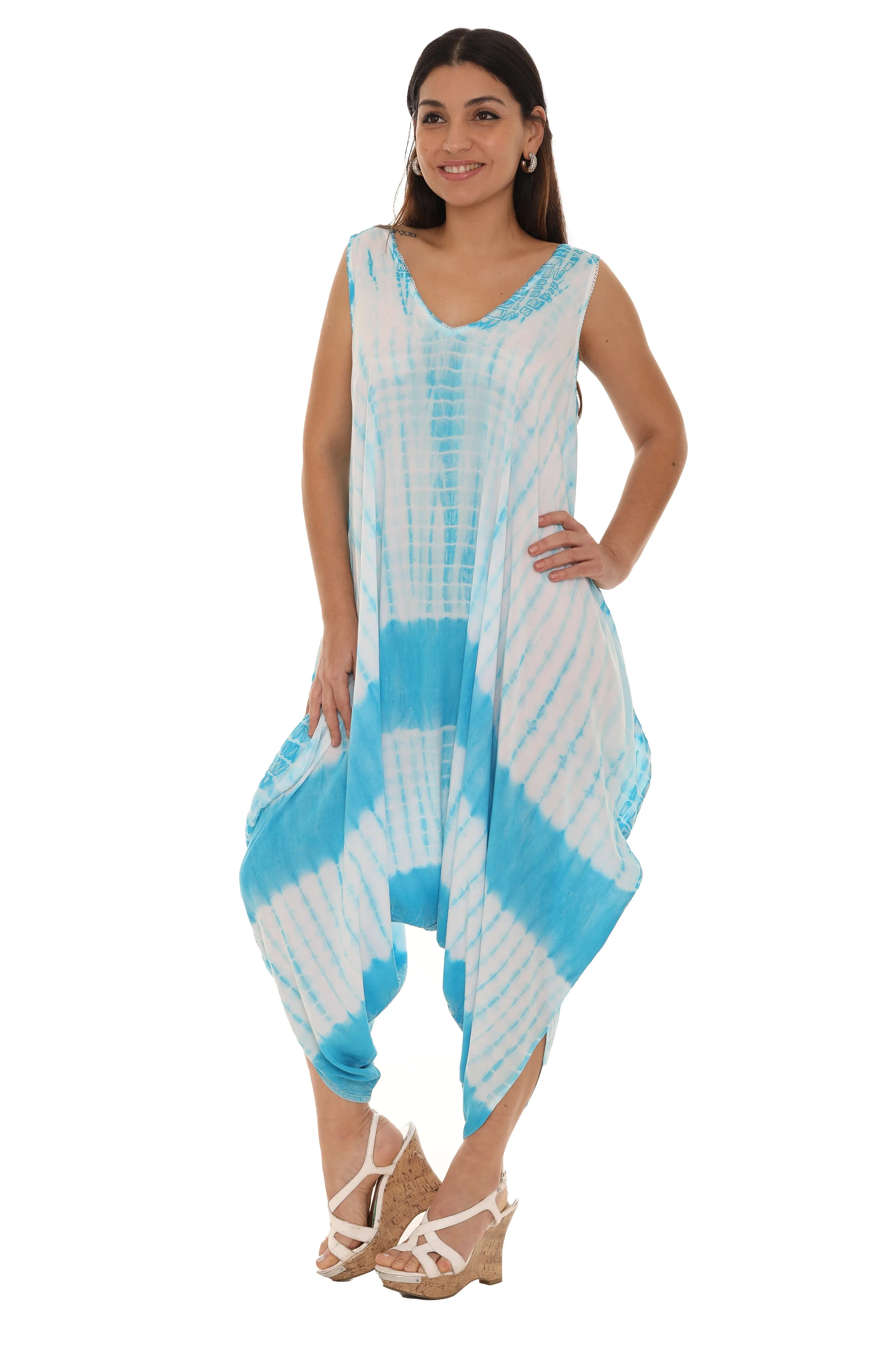 Tie Dye Sleeveless Women Harem Jumpsuit