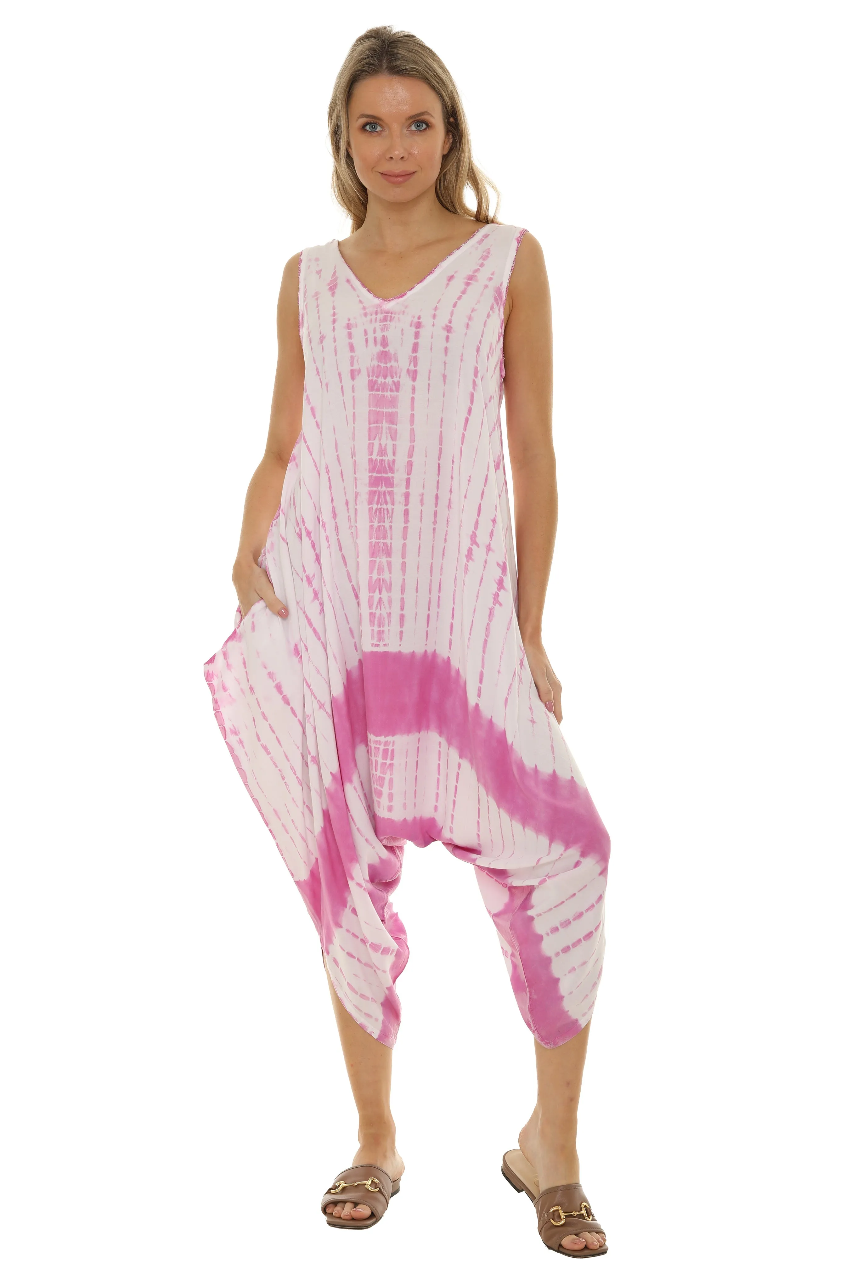 Tie Dye Sleeveless Women Harem Jumpsuit
