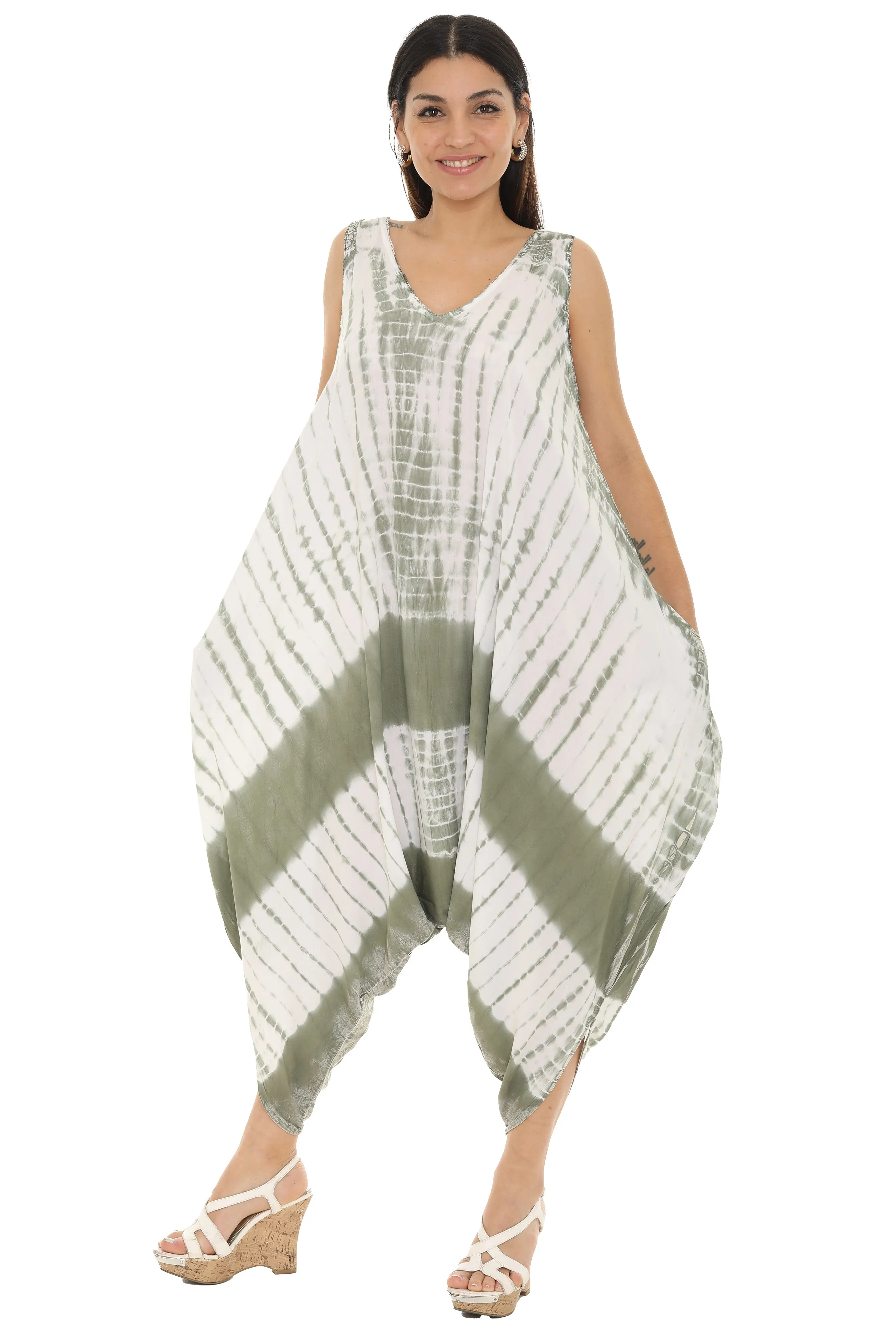 Tie Dye Sleeveless Women Harem Jumpsuit