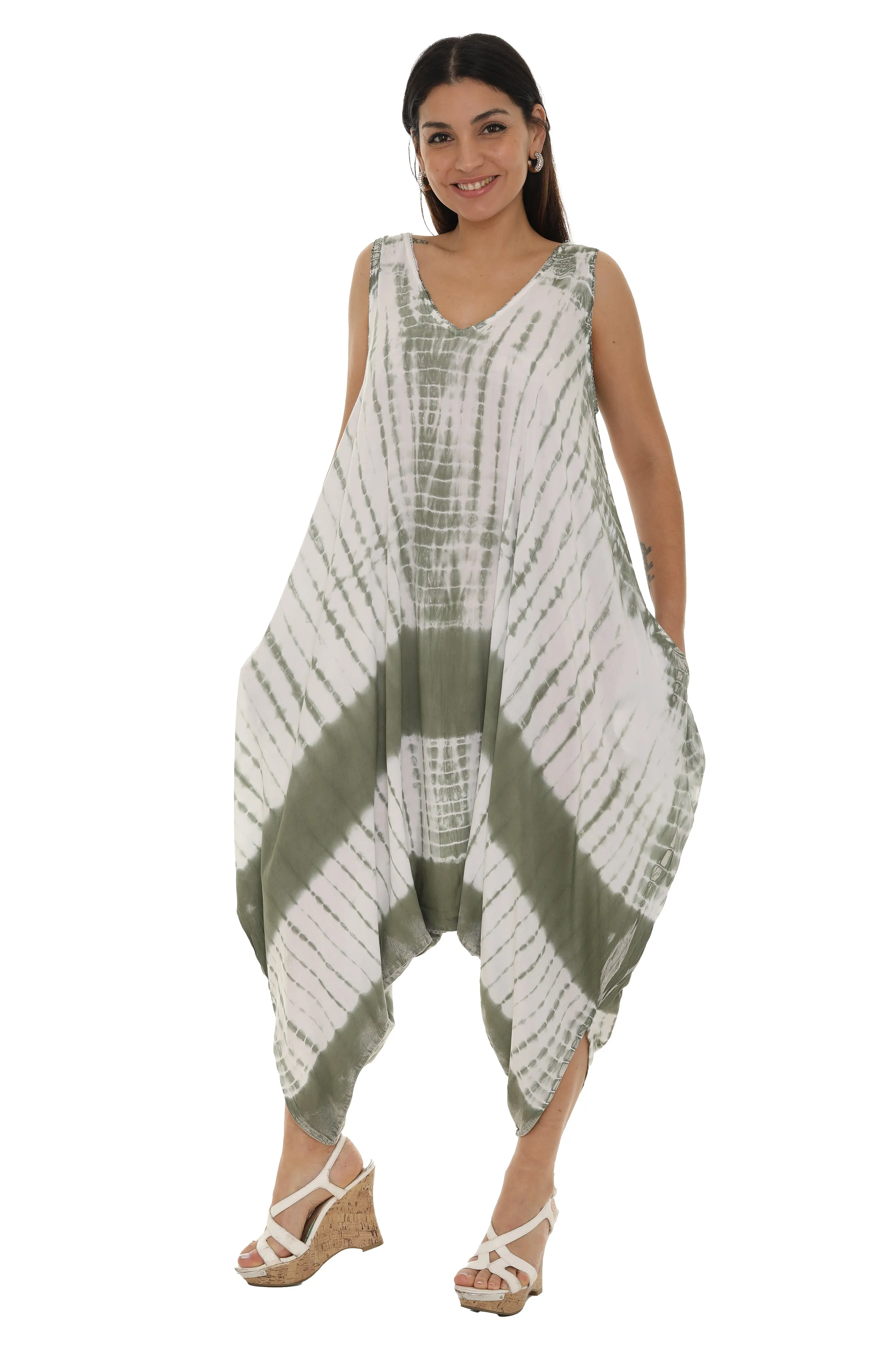 Tie Dye Sleeveless Women Harem Jumpsuit