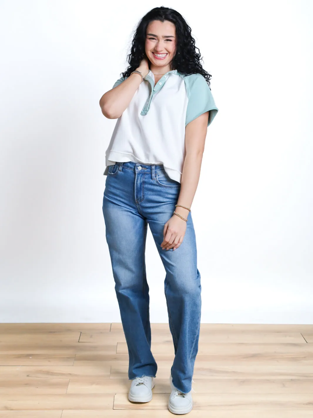 Told You So Color Block Button Knit Top