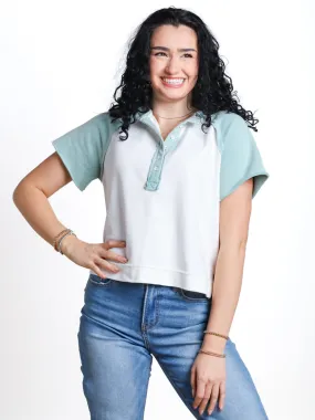 Told You So Color Block Button Knit Top