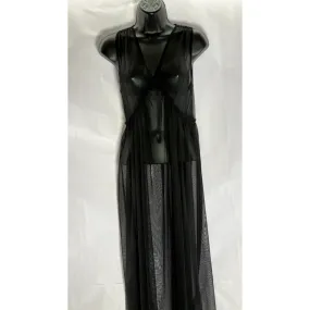 TOPSHOP Women's Black Tulle V-Neck Sleeveless Mesh Midi Dress SZ 2